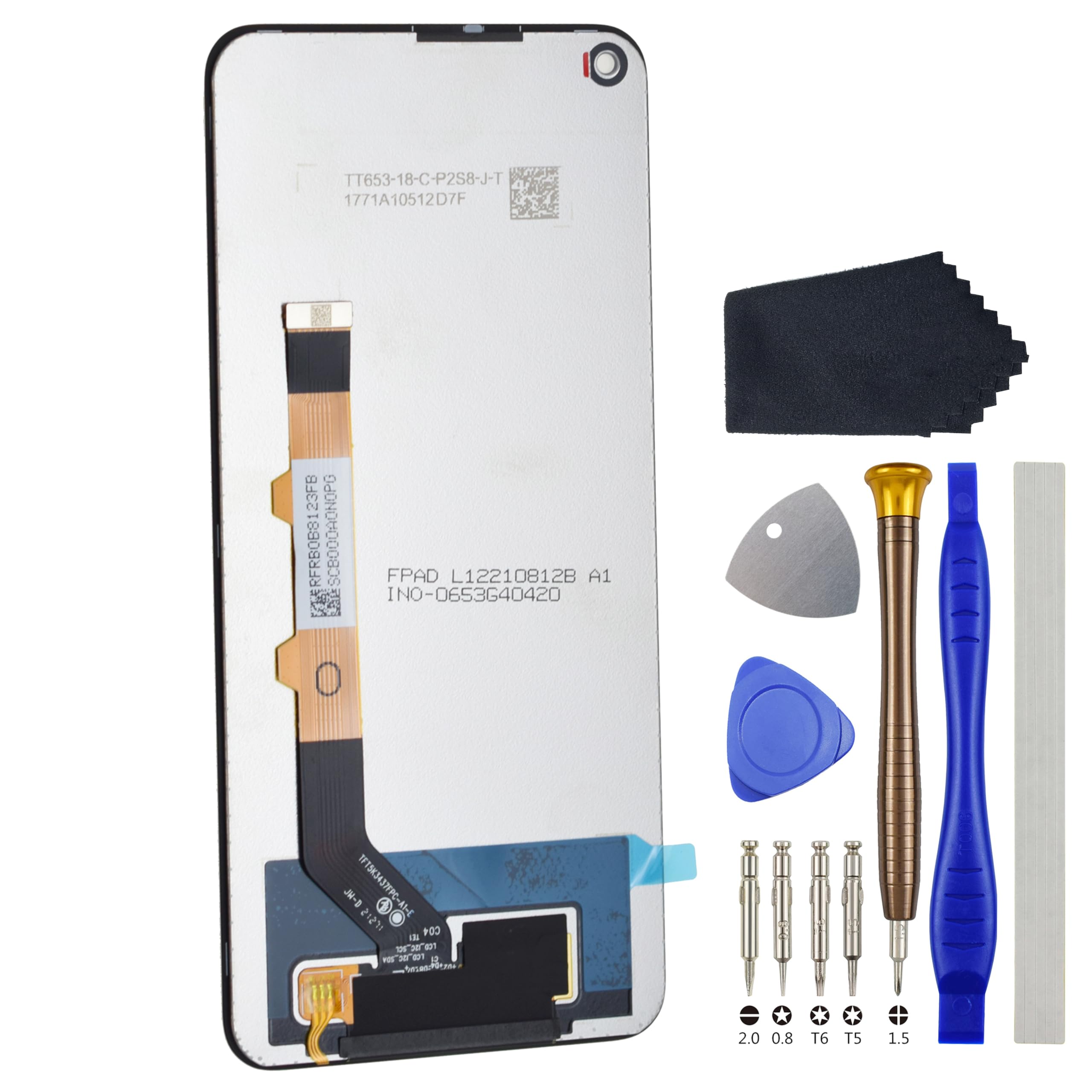 Full LCD Digitizer Touch Screen Assembly Replacement for Xiaomi Redmi Note 9 5G Note 9T M2007J22C Black Including Tool Kit