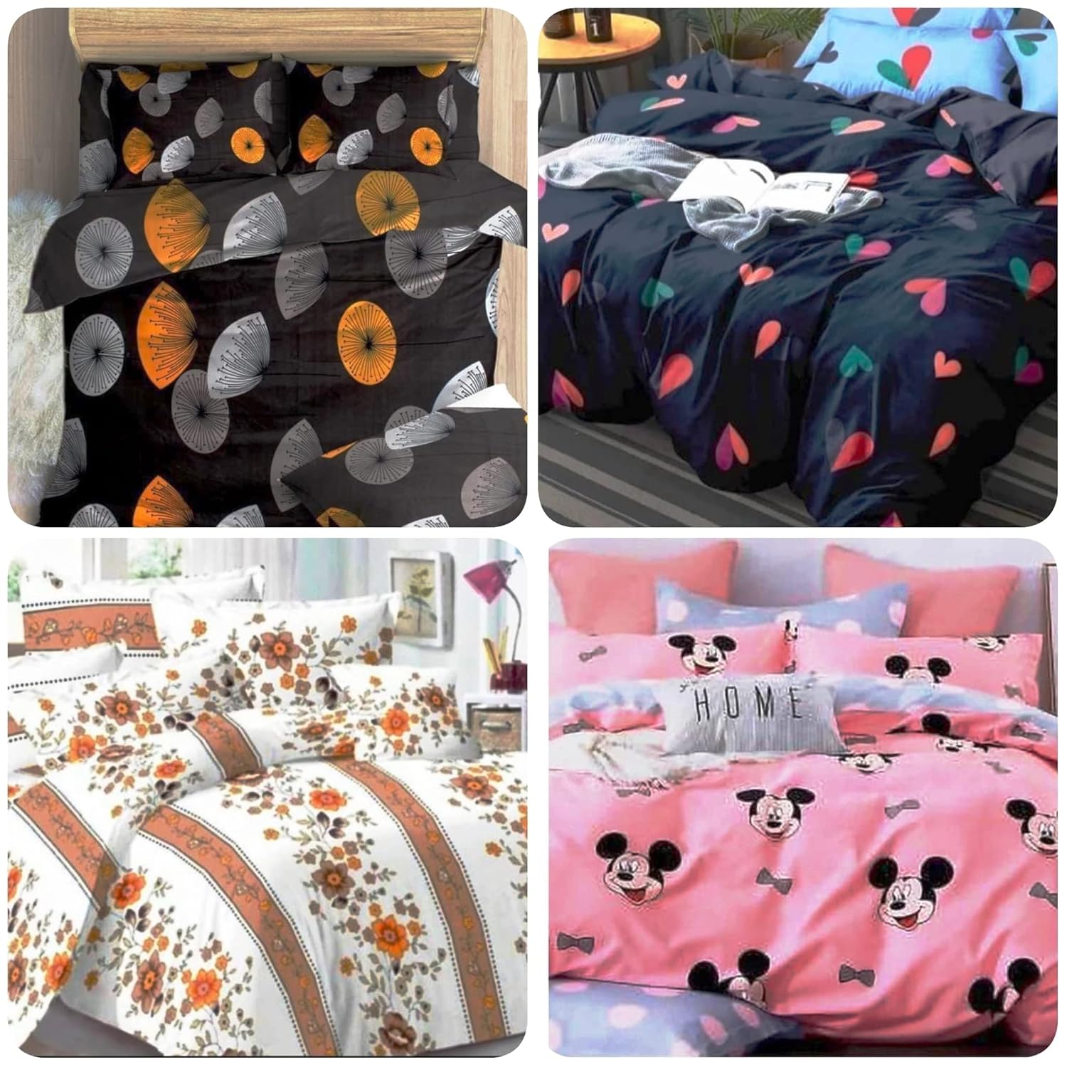 LAZYSHEETS Double Bedsheet for Double Bed Glace Cotton Printed