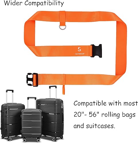Miniatura 4 de Slynnar Cinturón de viaje para asiento de automóvil, correa de equipaje para asiento de automóvil a maleta para aeropuerto, naranja