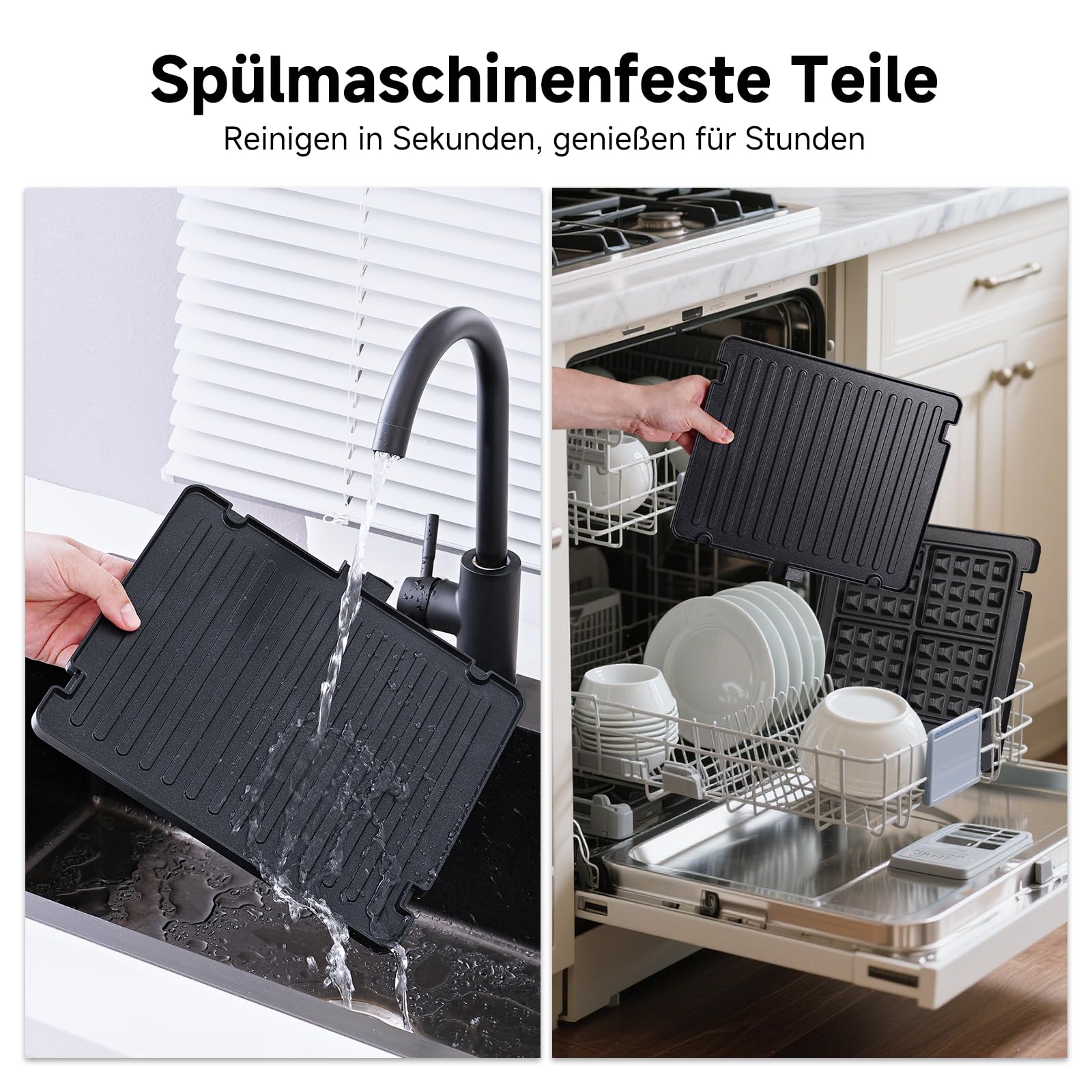 AMZCHEF XL Kontaktgrill 4-in-1 mit Temperaturfühler & GrillBoost 280 °C – Elektrogrill 6 Programme, 180° Öffnung, 2 Zonen, wechselbare Antihaftplatten