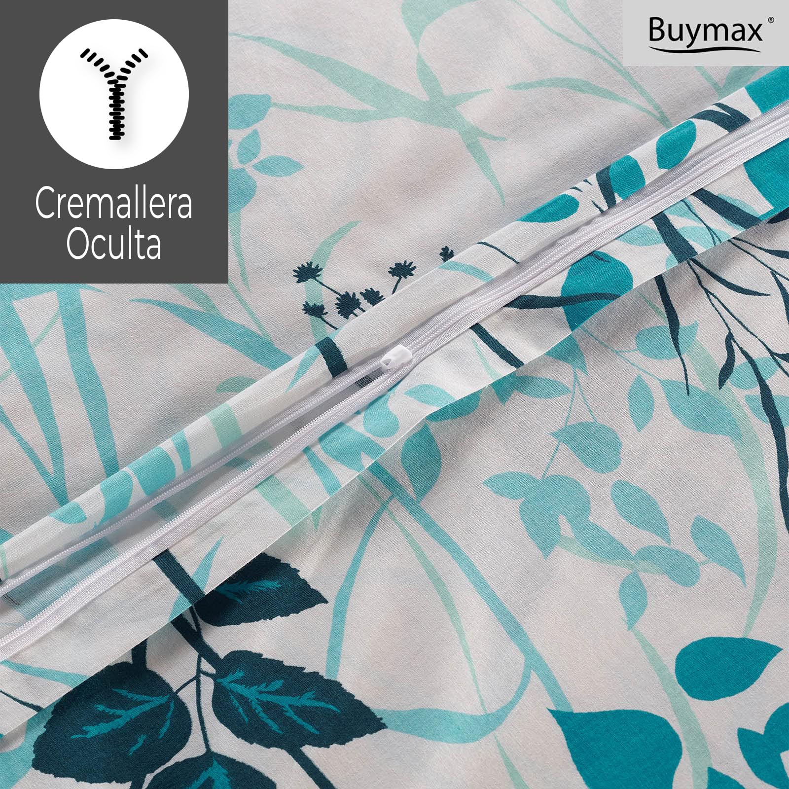 Buymax® Ropa de cama de 200 x 220 cm, 100% algodón, 3 piezas, juego de ropa de cama de 200 x 220 cm con 2 fundas de almohada de 80 x 80 cm, certificado Öko-Tex Renforcé, juego de funda nórdica con