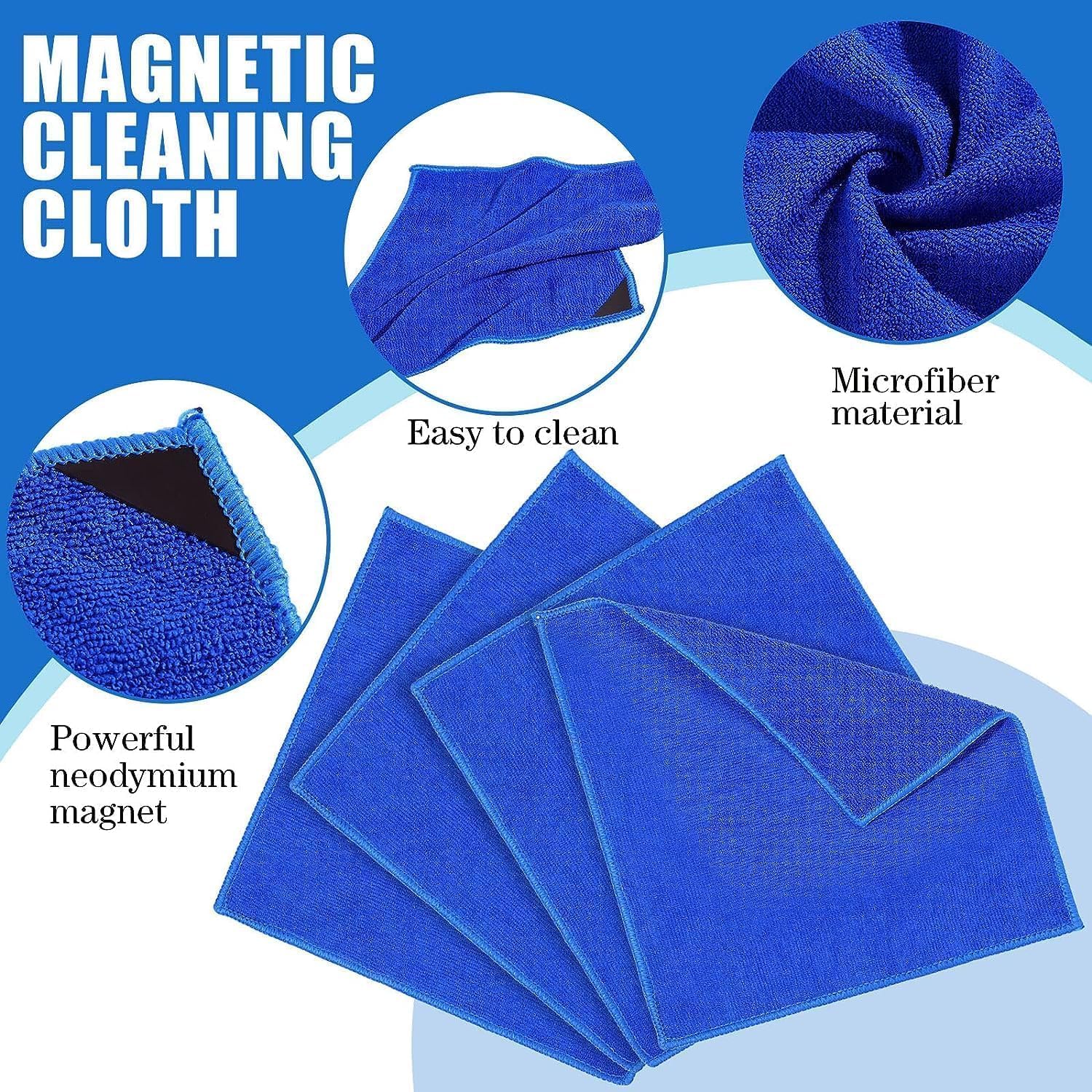 Nuenen 48 Packs Magnetic Cleaning Cloth Microfiber Dry Erase Eraser Magnetic Whiteboard Eraser Reusable Washable Dry Erase Cloth for Office Classroom Home, 10'' x 10''