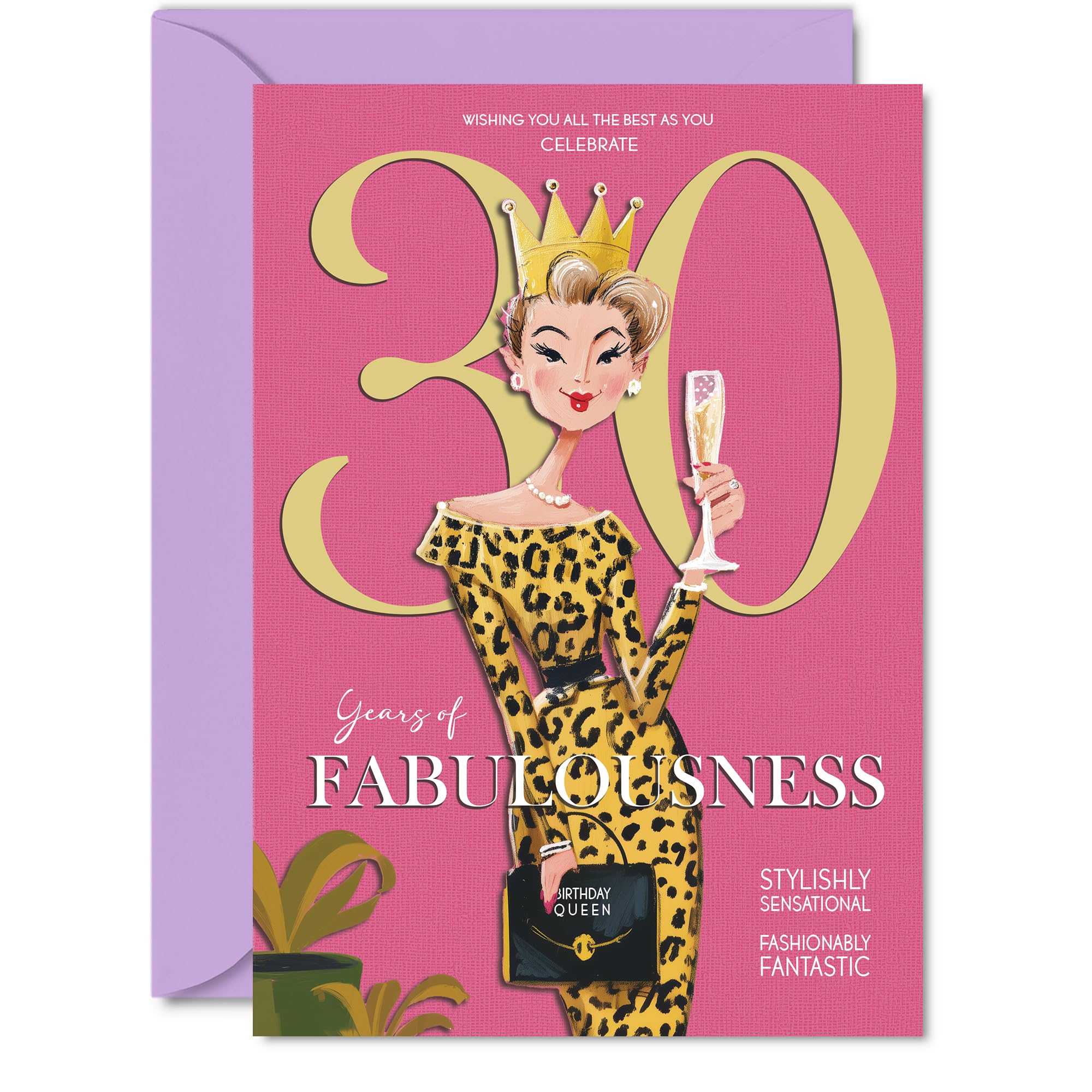 30th Birthday Cards for Women - Years Of Fabulousness - Happy Birthday Card for 30 Year Old Woman Colleague Neighbour Friend Sister, A5 Bday Greeting Cards