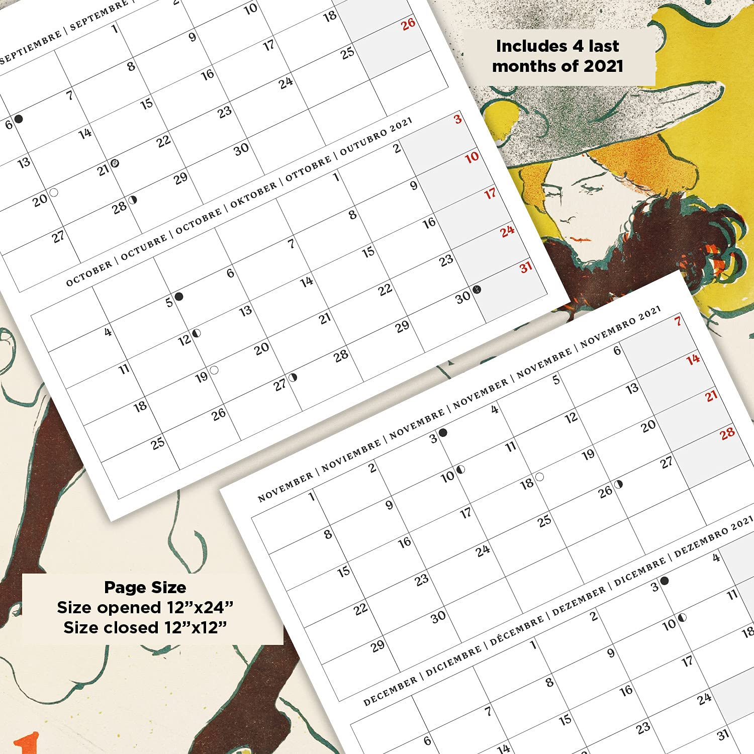 Official Art Nouveau 2022 Wall Calendar, 2022 Calendar, 12" x 12