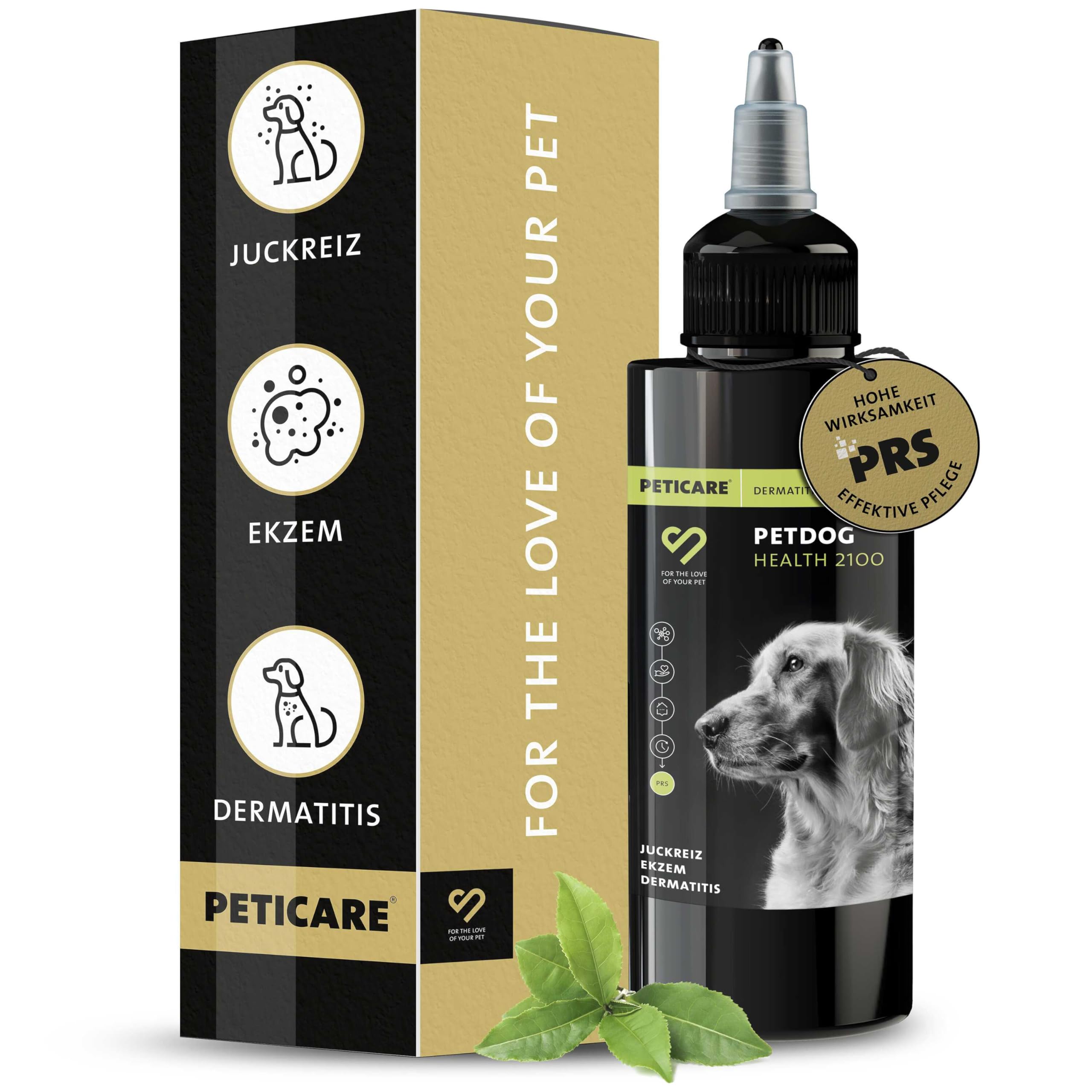Peticare Ekzem-Pflege Mittel für Hunde | bei Dermatitis Neurodermitis etc | lindert effektiv Juckreiz & fördert Regenerationsprozess | einzigartiges PRS® System für Lange Wirkung – petDog Health 2100
