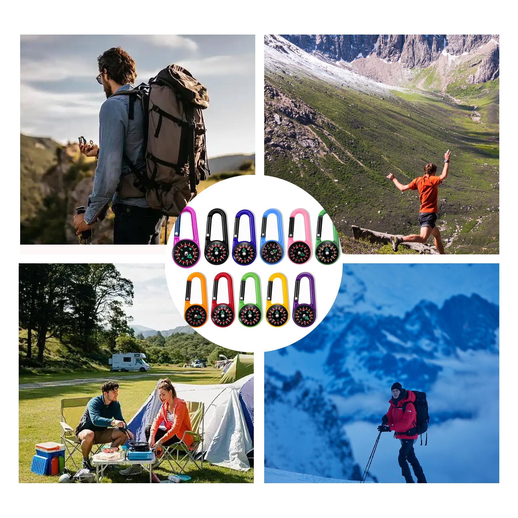 11 Pièces Bouton Boussole Enfant Multifonction Compass Portable Mini Boussole Randonnée Coloré Bouss avec Mousqueton Matériau ABS pour Camping Activités Plein Air Randonnée