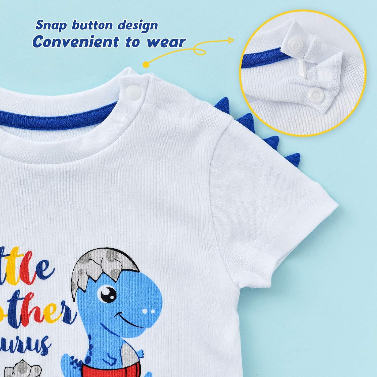 WAWSAM Little Brother Saurus Bodysuit Baby Boys’ Dinosaur Newborn Romper Gift