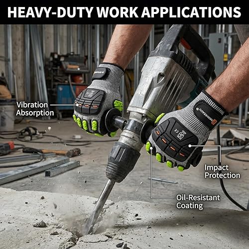 Miniatura 2 de Anti-Vibration Work Gloves with Gel Padding - Reduce Hand Fatigue & Impact for Power Tools, Construction, DIY, Gardening
