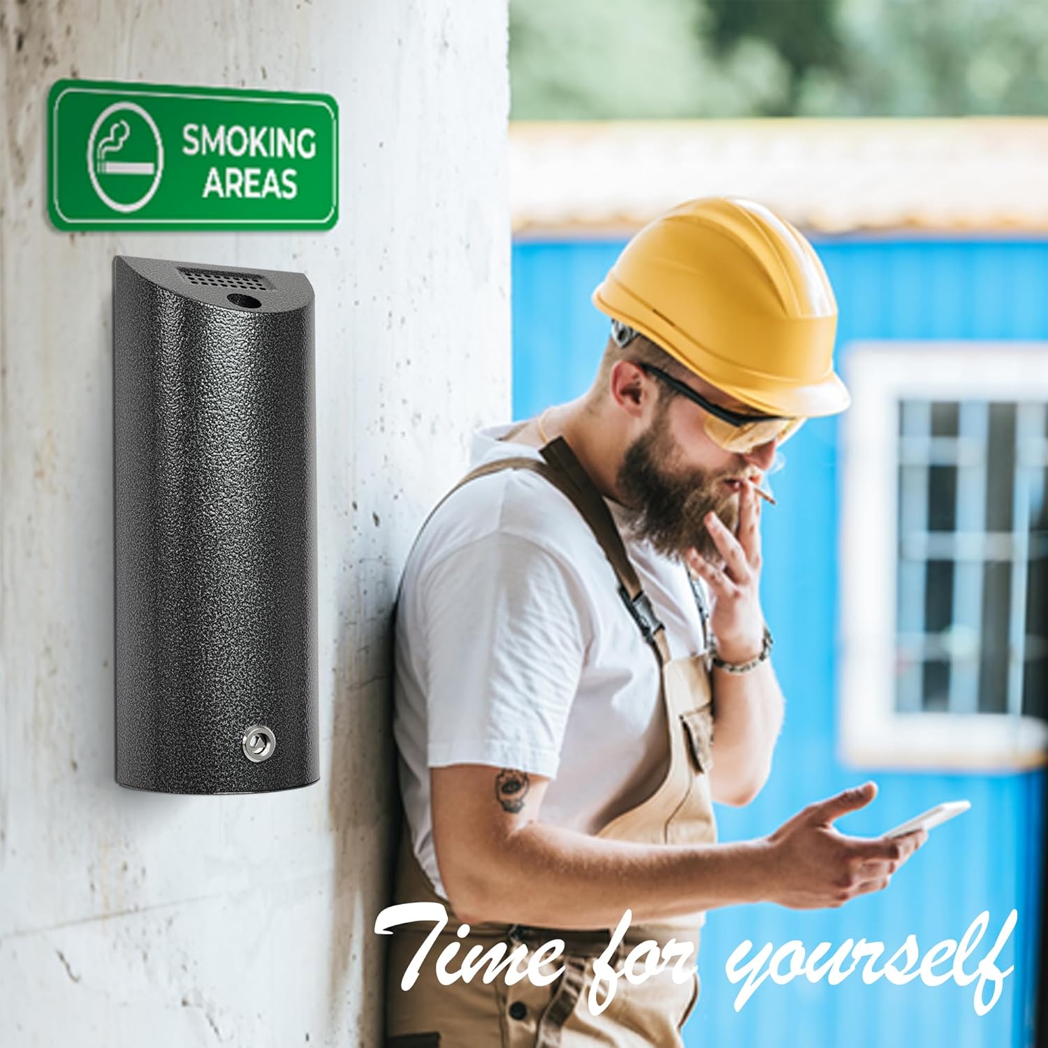Wall mounted Cigarette Butt Disposal,Receptacle,Ashtray,Bin,Fireproof, Prevention of Waterlogging, Corrosion Resistant, Smokeless, Suitable for Shop Entrance,Outdoor,Offices,Smoking Areas.Grey