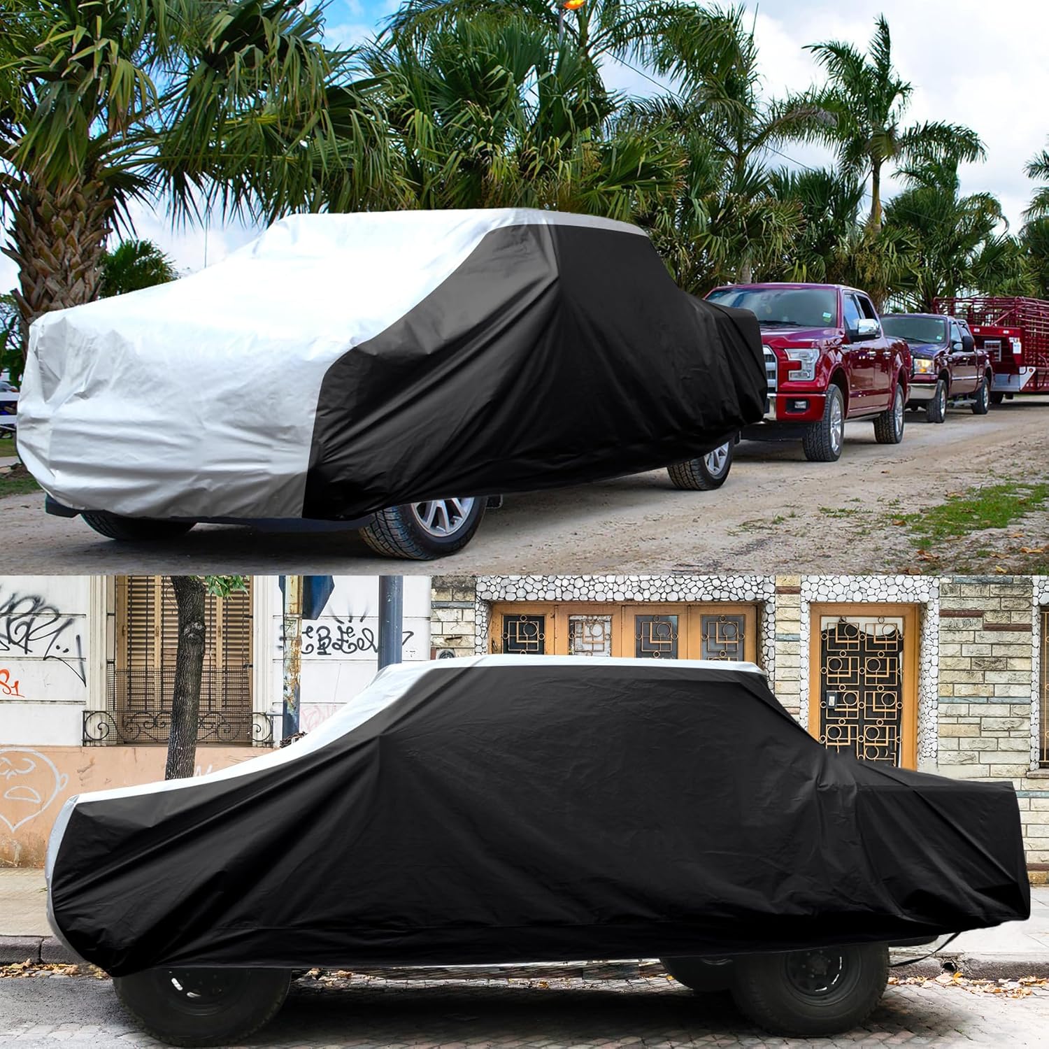 Truck Covers Waterproof All Weather Heavy Duty,6 Layers Pickup, Indoor/Outdoor Full Cover, Sun Rain Snow UV Protection Fit Length (230" to 242")