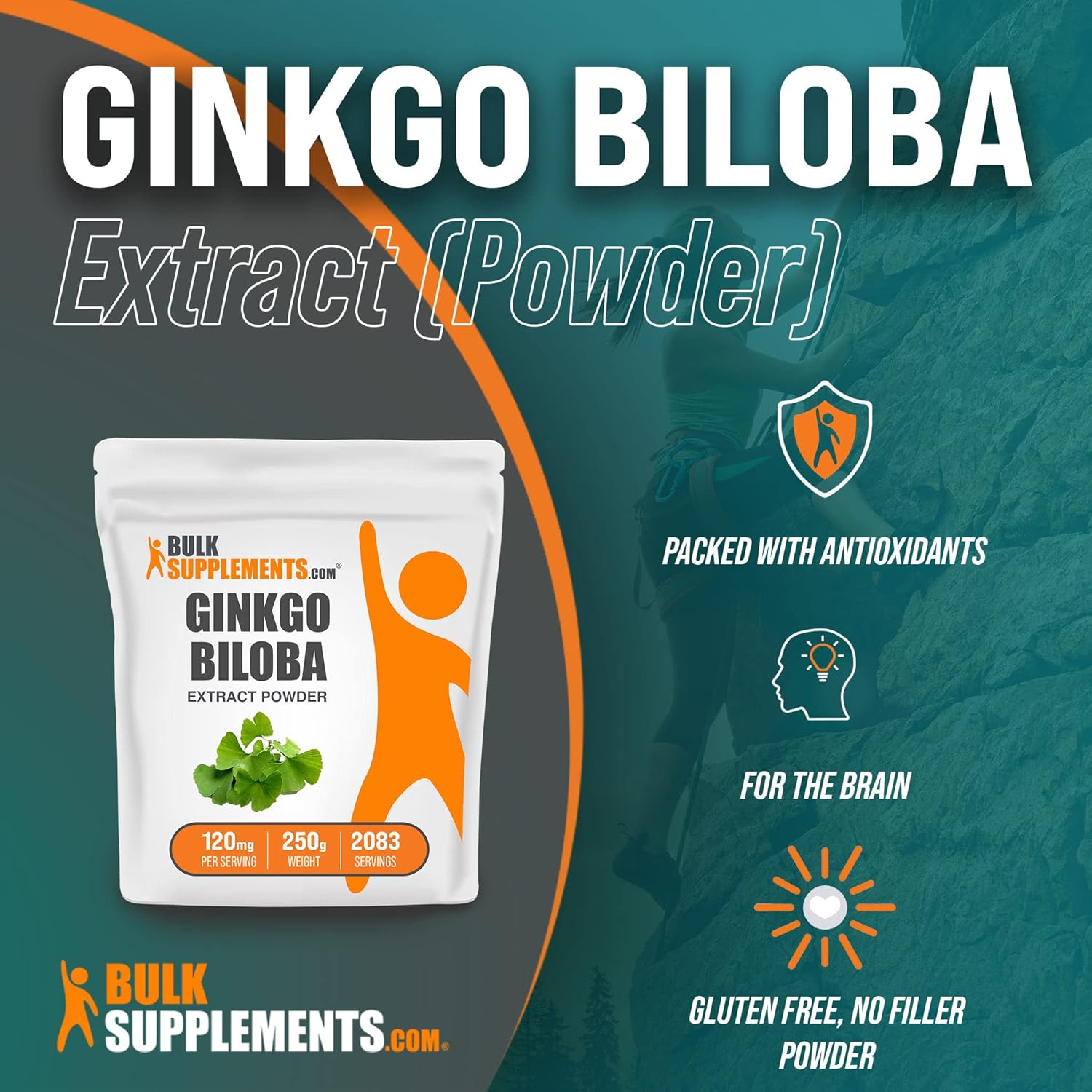 BulkSupplements Ginkgo Biloba Extract Powder - Herbal Supplement, Sourced from Ginkgo Biloba Leaf - Gluten Free, No Filler - 120mg per Serving, Multiple Servings (250 Grams - 8.8 oz) : Health & Household