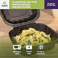 Vista 6 de CIAO! Contenedor negro con bisagras MFPP de 6"x6"x3" con tapa, 1 compartimento (caja de 300)