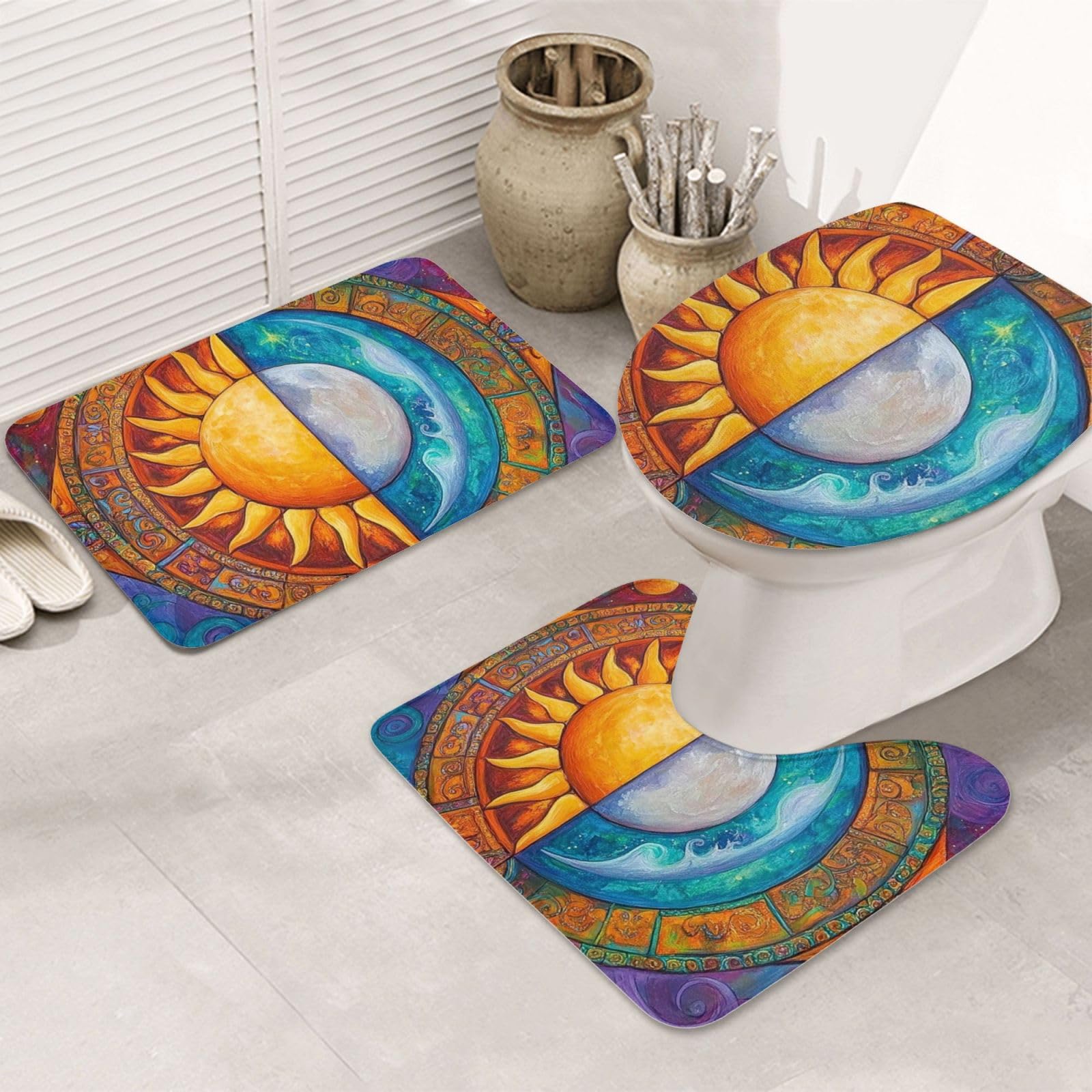 Juego de alfombras de baño mandala de alta resistencia y tacto extrasuave
