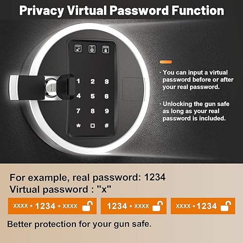 Miniatura 2 de EMAXEE Rifle seguro para armas 5-6, cajas fuertes para rifle y pistolas caseras, gabinete de armas con contraseña virtual de privacidad y función de