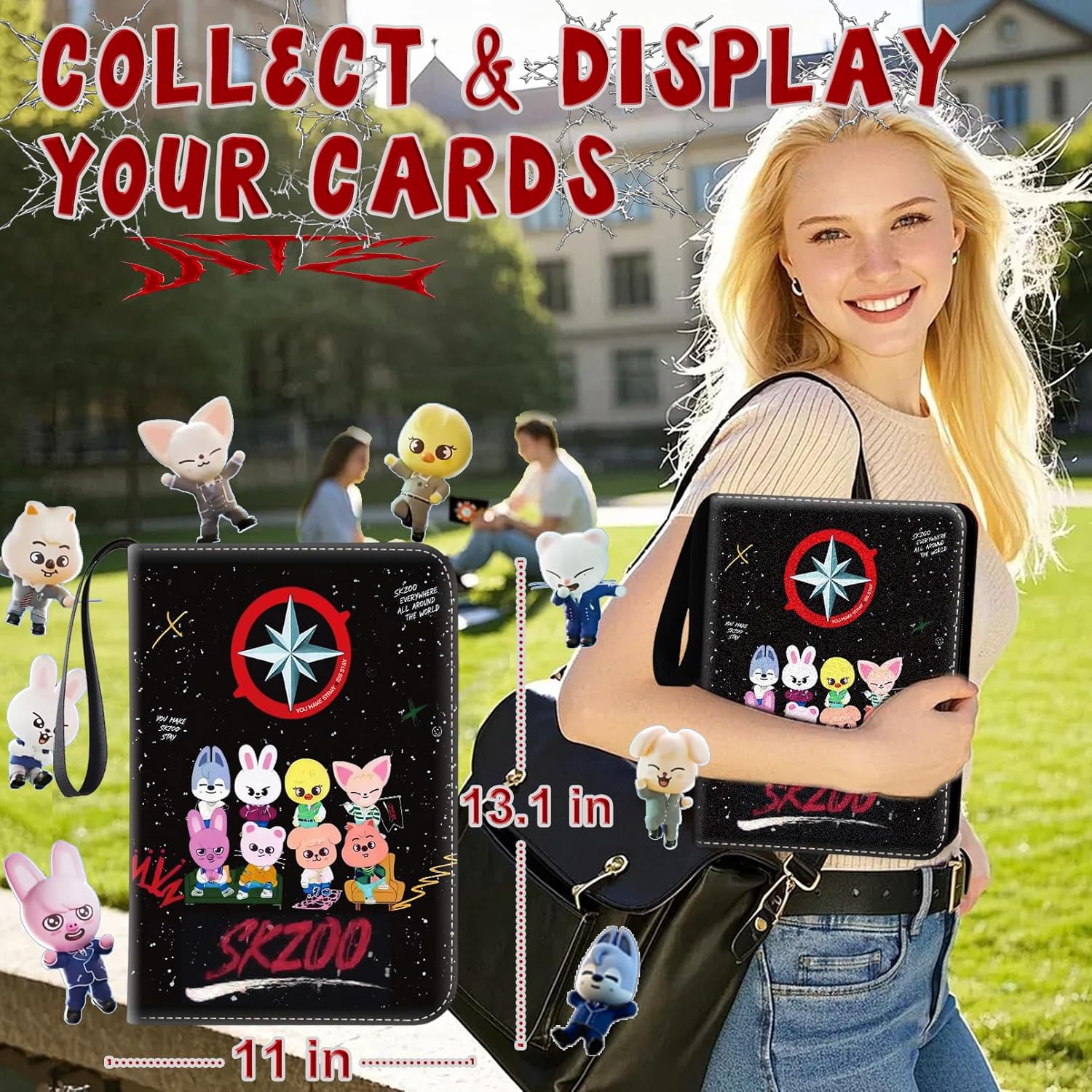 Stray Photocards Binder 1008 Pockets, Stray Fans Gifts & SKZOO Merch Collectors, 9-Pocket Portable Waterproof Display Kpop Photo Cards Collector Ablum Holder Book with 56 Removable Sleeves - Star
