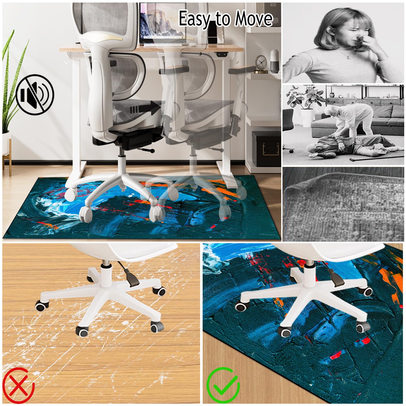 Alfombra Escritorio Suelo Antideslizante Protectora Suelo para Silla de Oficina, Alfombrilla para Silla para Suelos Duros Alfombra Silla Gaming Oficina Protectors Suelo Silla Ruedas 100 x 140 cm