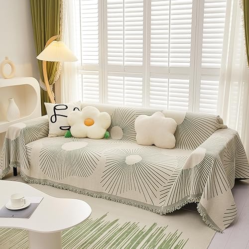 DREAMINGO Funda reversible para sofá modular de 3 cojines, protector de muebles de felpilla verde, funda de sofá para mascotas y perros, lavable,