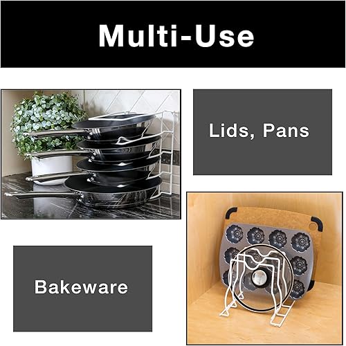 Miniatura 5 de Smart Design Estante de almacenamiento de tapa y utensilios para hornear con 4 divisores de compartimentos, marco de metal de acero, acabado