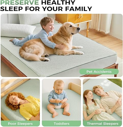 Miniatura 8 de Tokokimo Protector de colchón 100% impermeable, funda de colchón de enfriamiento de tela de aire 3D, sábana bajera con bolsillos elásticos, sueño