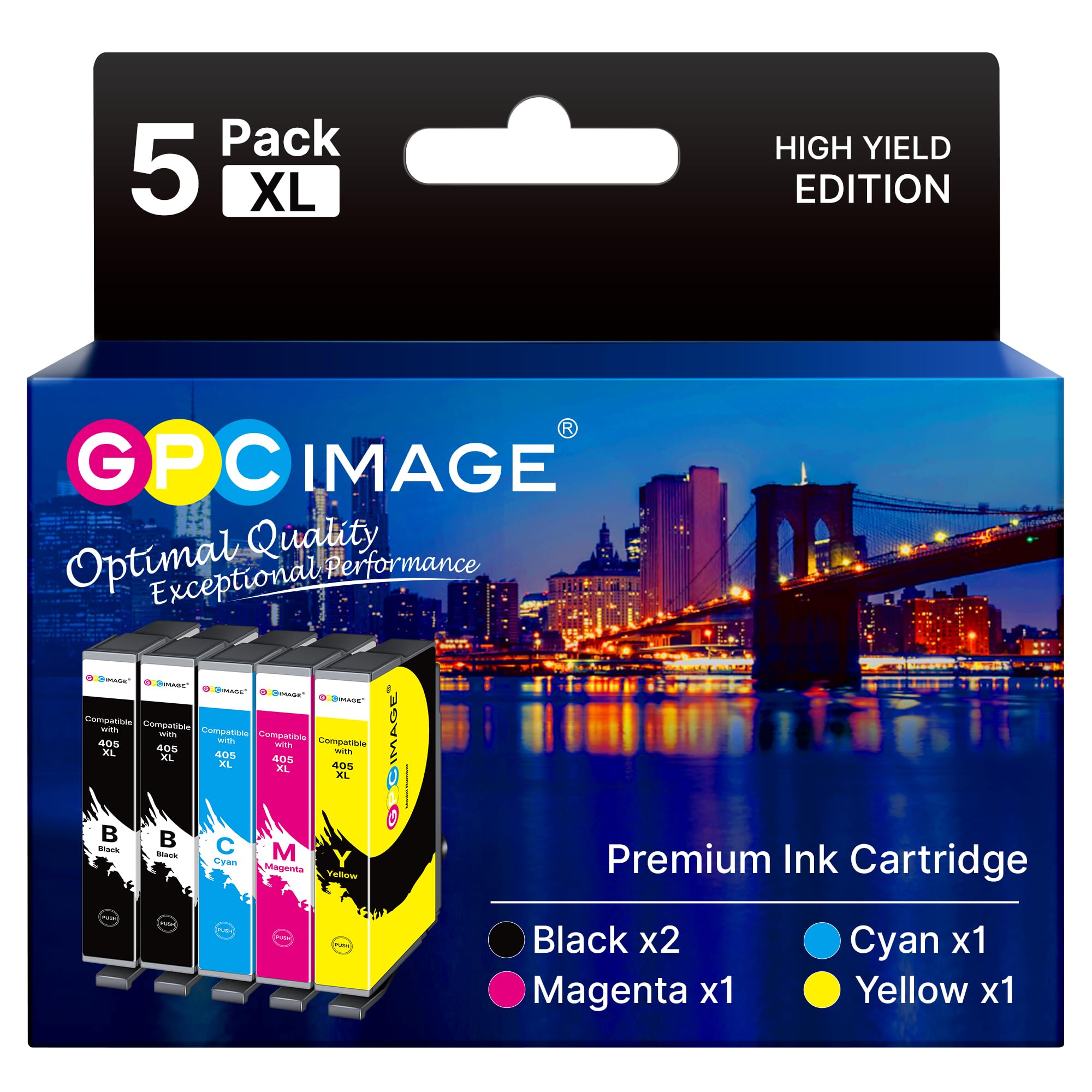 GPC IMAGE 405XL Kompatible für Epson 405 405XL Multipack 405 XL für Epson Workforce Pro WF-4820 Patronen WF-3820 WF-4825 WF-4830 WF-3825 WF-7840 WF-7830 WF-4820DWF WF-3820DWF WF-4825DWF (5er-Pack)