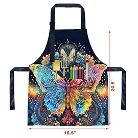 BeeGreen Kids Apron 2 Pack Dinosaur Butterfly Kids Painting Aprons with Adjustable Strap & Front Pockets Toddler Aprons for Girls & Boys Artist Smocks for Cooking Baking Kitchen Washable