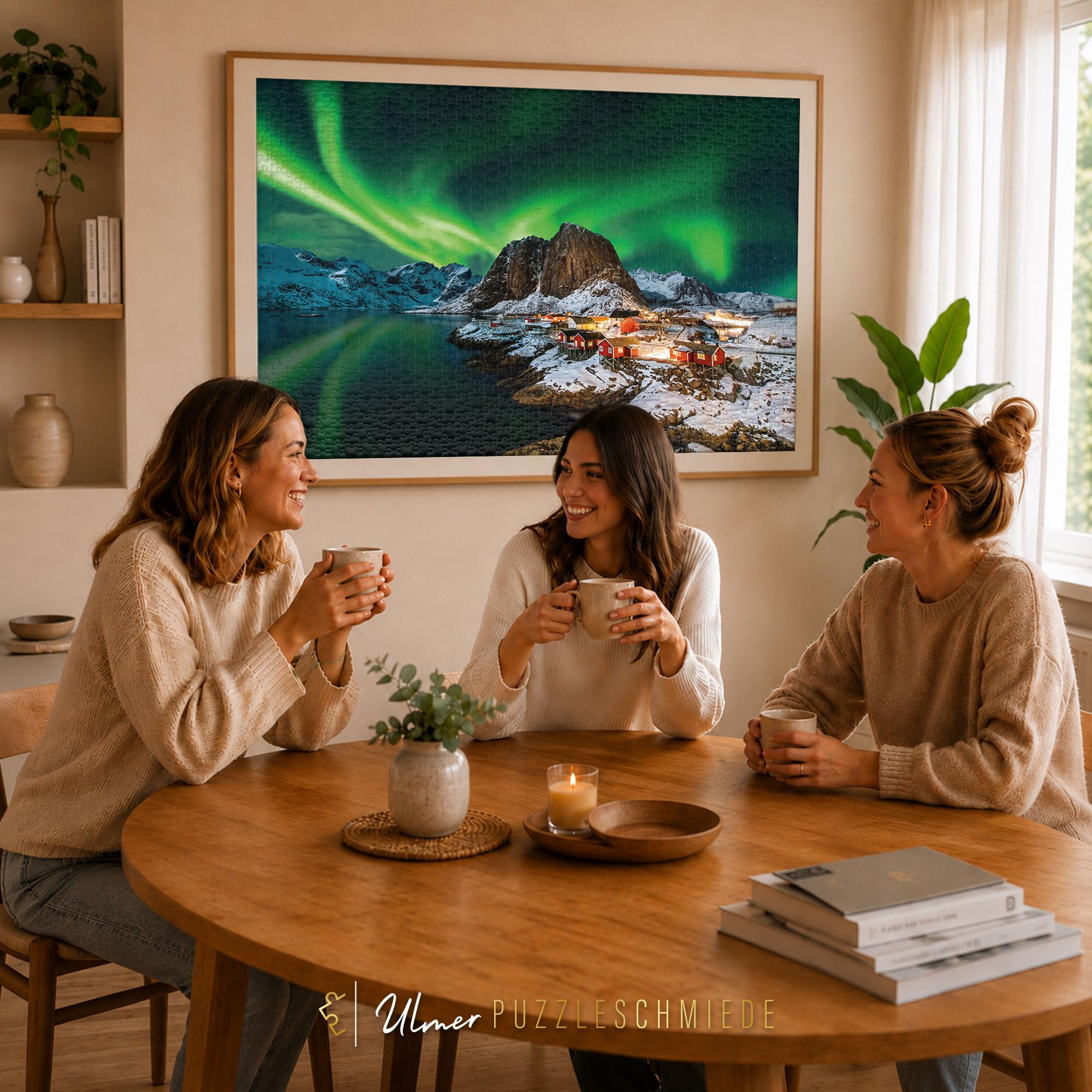 Ulmer Puzzleschmiede Puzzle Norvège 2000 pièces « Aurore boréale » - Carton de qualité supérieure - 97 x 69 cm - Puzzlers pour adultes