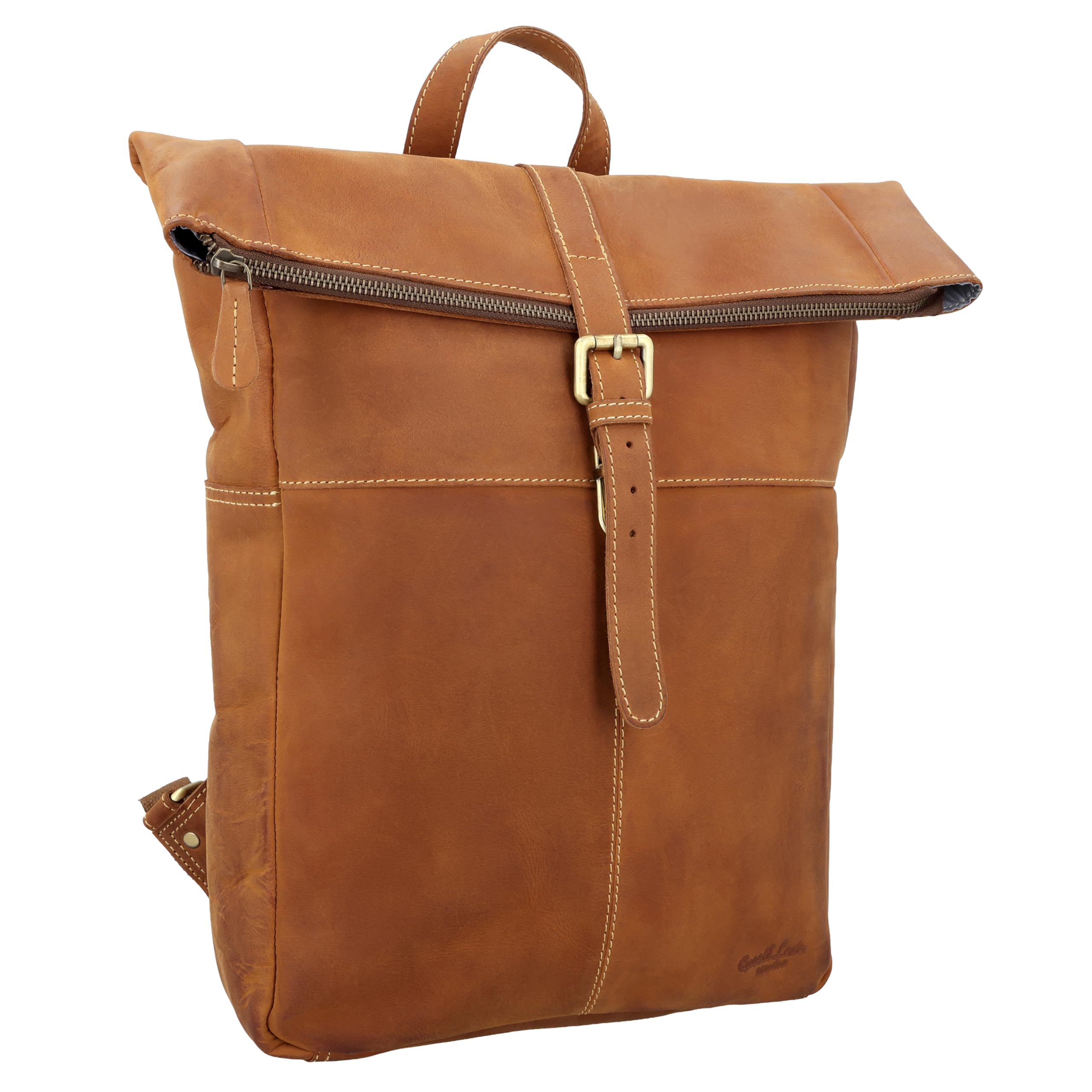 Gusti Lederrucksack – Henning Lederrucksack Fahrradrucksack Rolltop Wasserdicht 13 L Braun