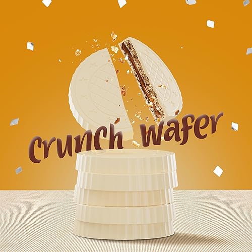 Miniatura 6 de Fiorella Galletas crujientes de oblea de chocolate blanco, 18 unidades, obleas finas crujientes cubiertas de chocolate con capas de relleno de crema