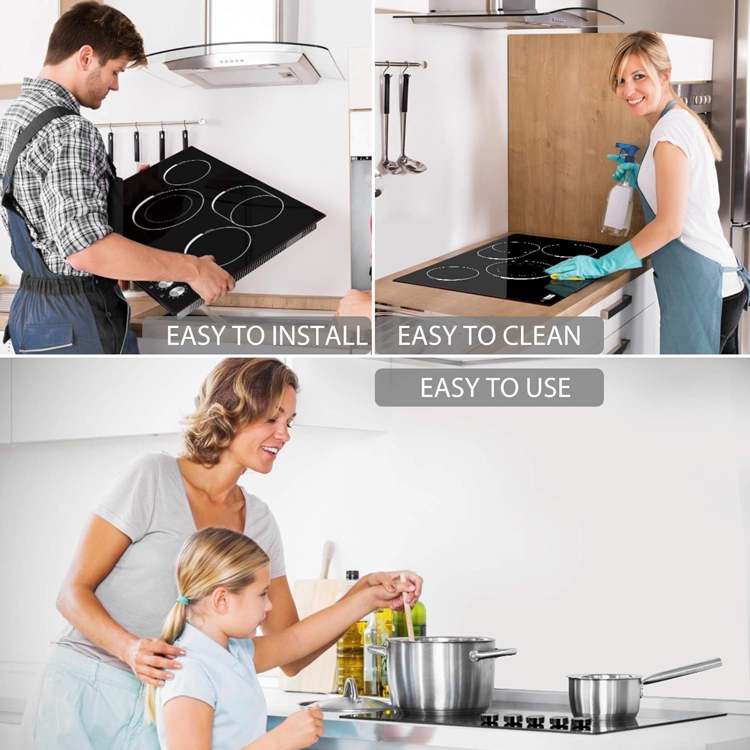 VIVOHOME 29 Inch 4 Burner 7400W Electric Radiant Cooktop, Smoothtop with 5 Heat Setting and 90-min Timer, Black : Appliances