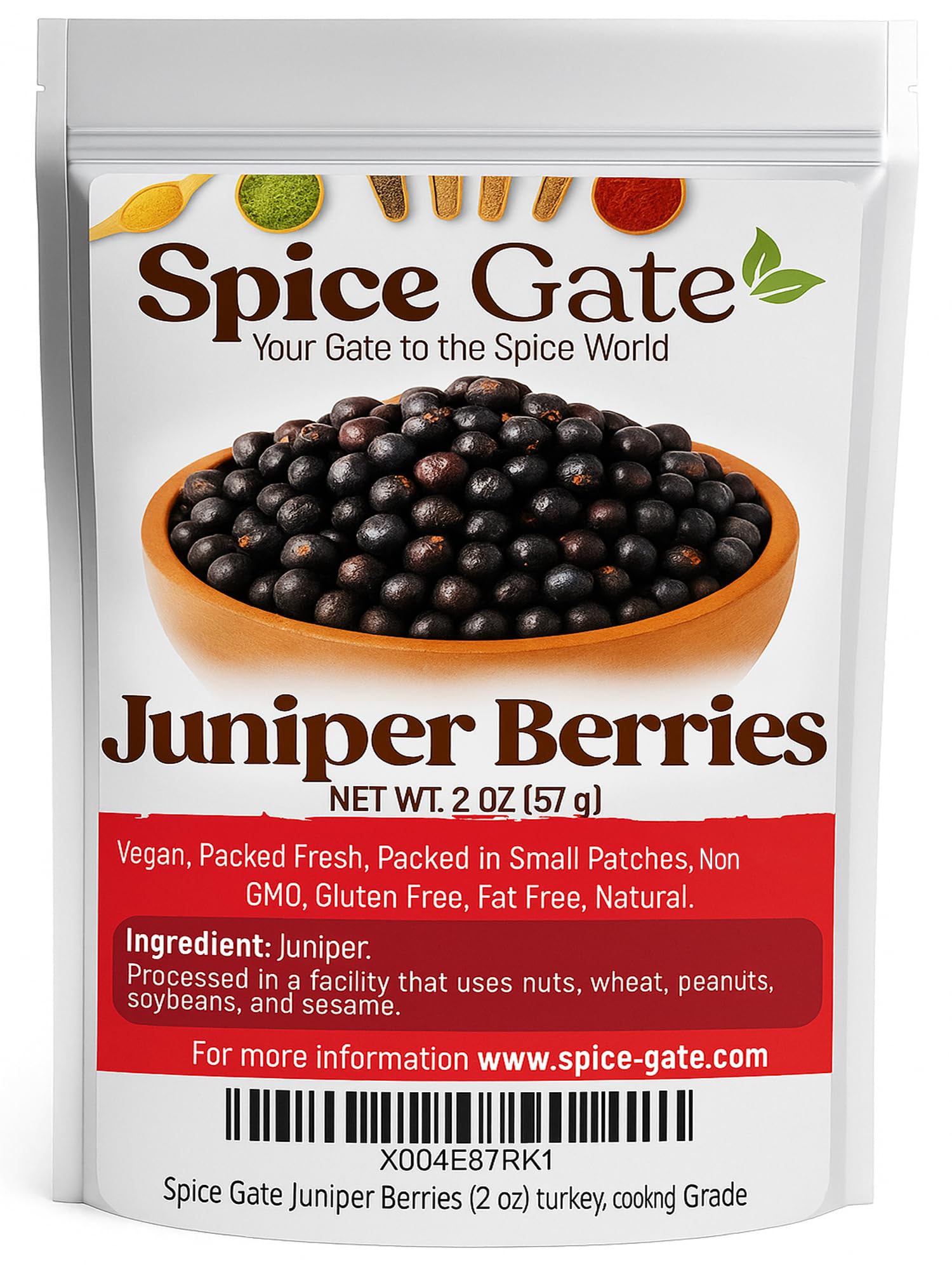 Spice Gate Juniper Berries - Whole Berries (2 oz) ideal for meat, turkey, cooking, soups, tea
