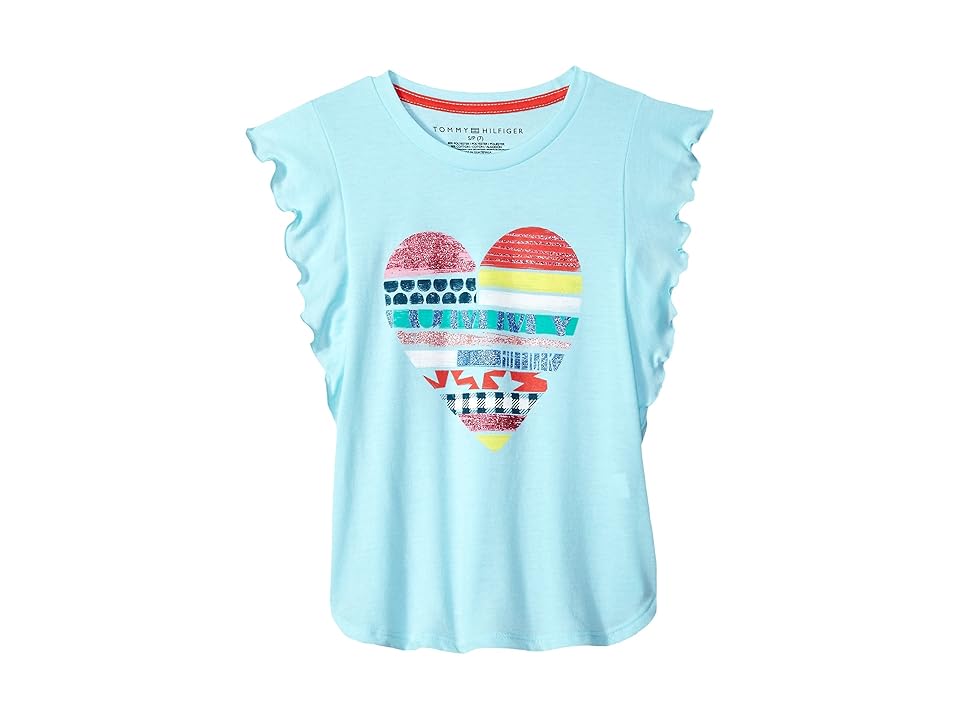 

Tommy Hilfiger Kids Heart Tee (Big Kids) (Minty Fresh) Girl's T Shirt, Blue