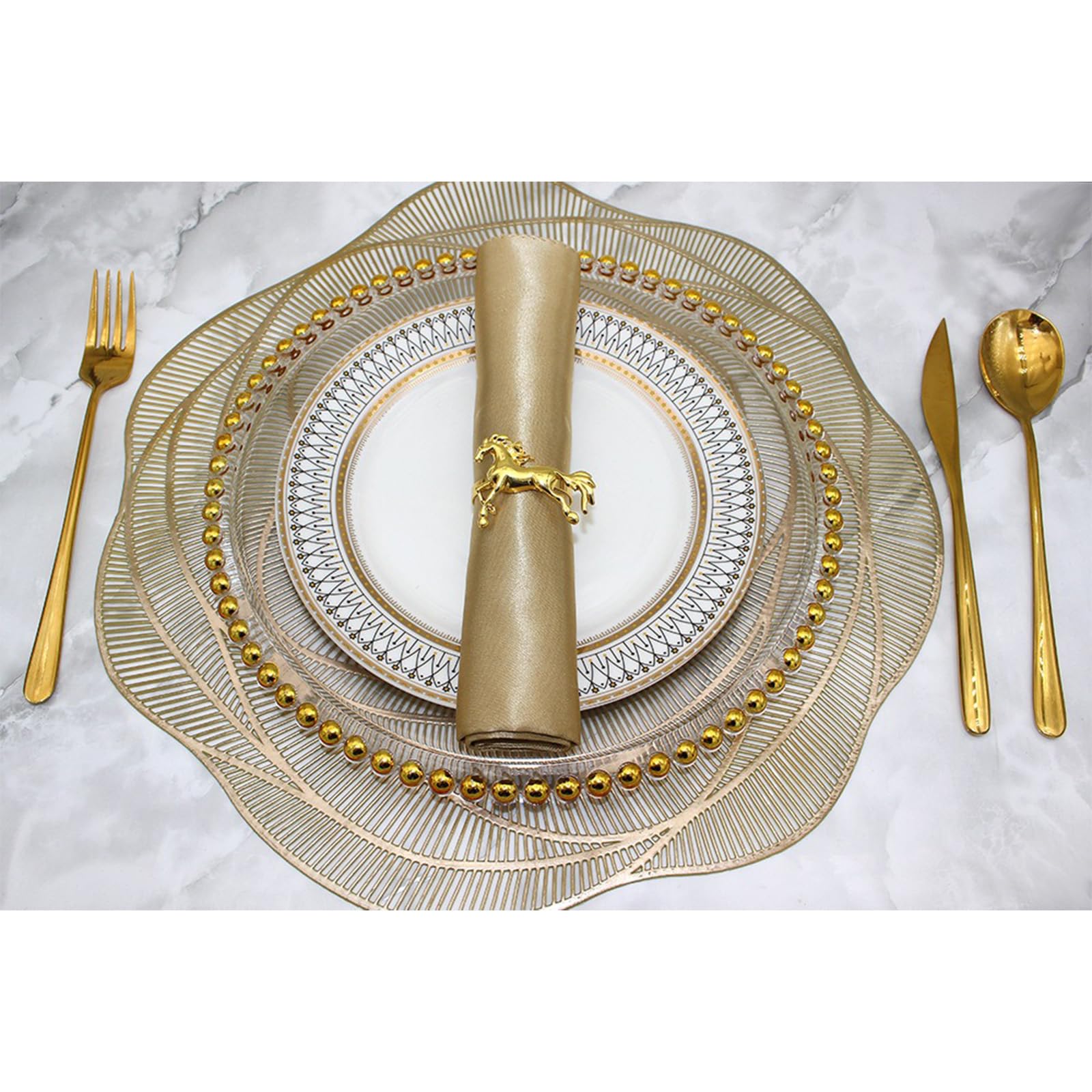 Portatovaglioli da tavolo, 12 pezzi Fibbia porta tovagliolo in metallo con fiori, Anello porta tovaglioli nordico for banchetti di hotel Impostazione tavolo for banchetti nuziali-Oro-4 * 4 cm (Color