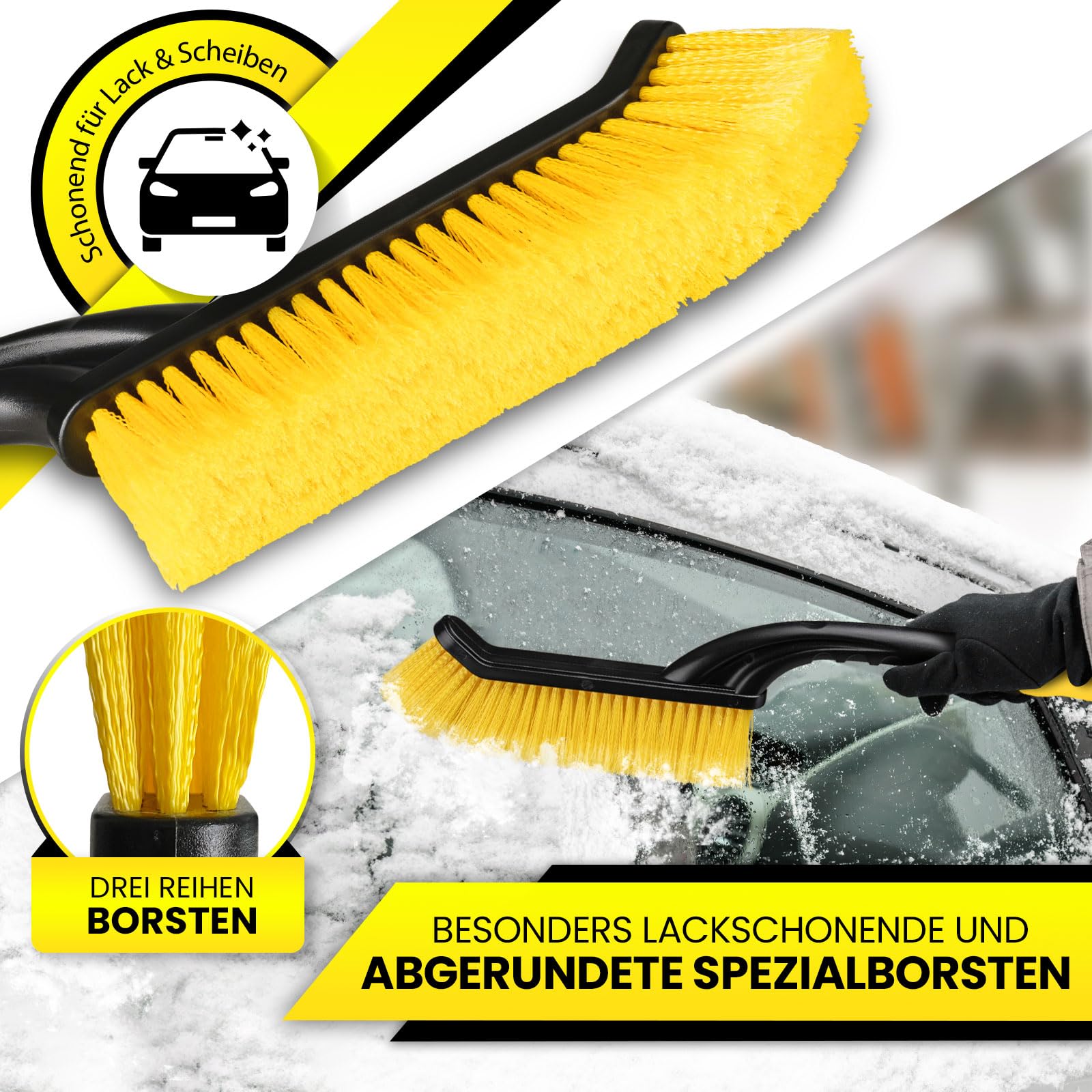 DUNLOP Eiskratzer Auto mit Besen Blitzschnell Eis und Schnee mit 105 mm breiter Spezial Mikrolippe schonend entfernen Teleskop Car Scheibenkratzer
