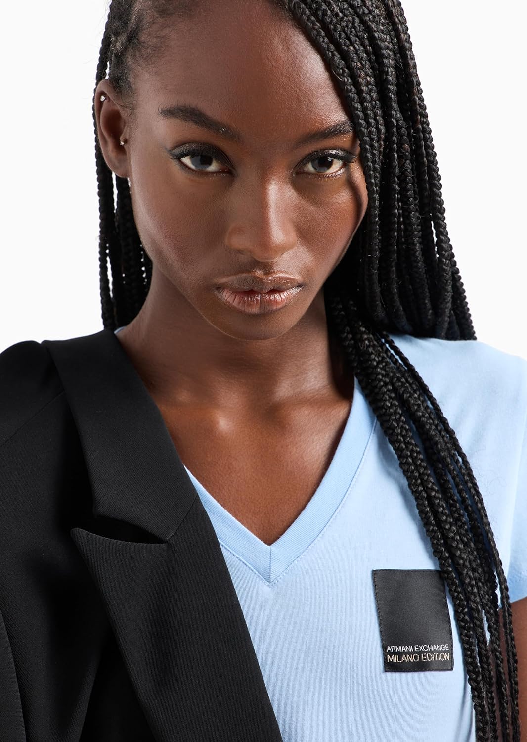 Armani Exchange Womens Milano Edition Cotton V Neck Tee - Image 3