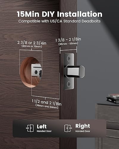Miniatura 6 de Cerradura inteligente con cámara, timbre WiFi 3 en 1, cerradura de puerta de entrada sin llave, cerradura de cerrojo para puerta delantera, huella