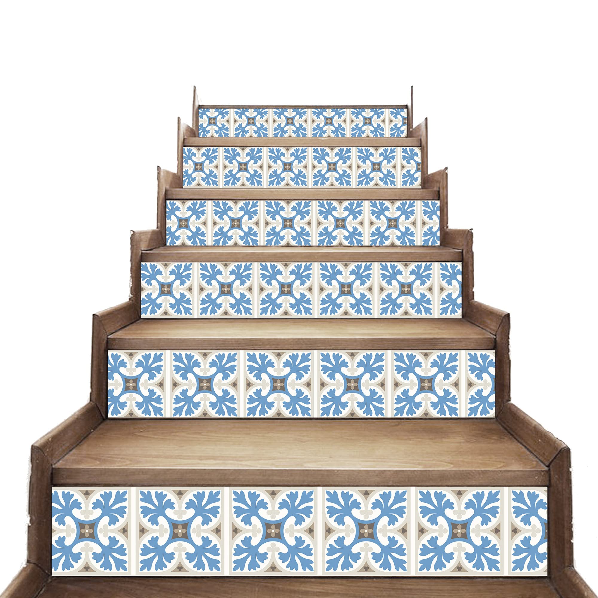 AMAZING WALL Vintage Talavera Ceramic Tiles Printed Stairs Self Adhesive Decoration Wall Sticker Set 6pcs