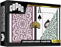 Vista 2 de Copag 1546 Design - Juego de cartas 100% de plástico, tamaño de póquer (estándar), verde/borgoña (índice jumbo, 1 juego)
