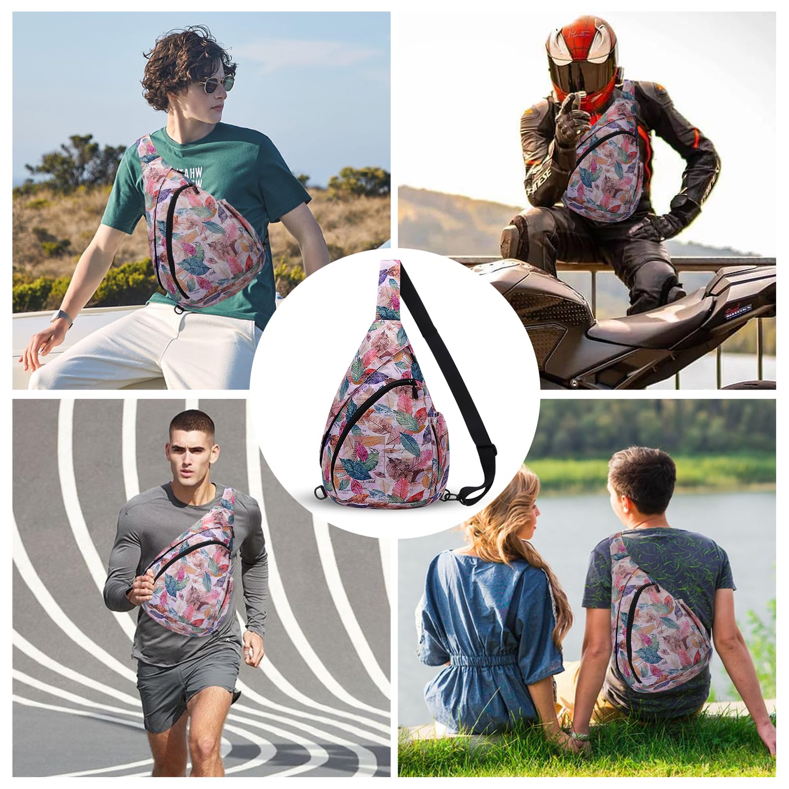HUA ANGEL Sac de Poitrine Femme Homme Ultra Leger Sac à Dos Crossbody ave Bandoulière Convertible & Plusieurs Poches pour Sport Week-end Voyage Travail Randonnée Pickleball Piscine Plage