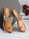 XE Looks Women's Braided Toe-Ring Flats | Handwoven Strap Design | Comfortable Casual Slip-On Sandals for Women & Girls gallery image