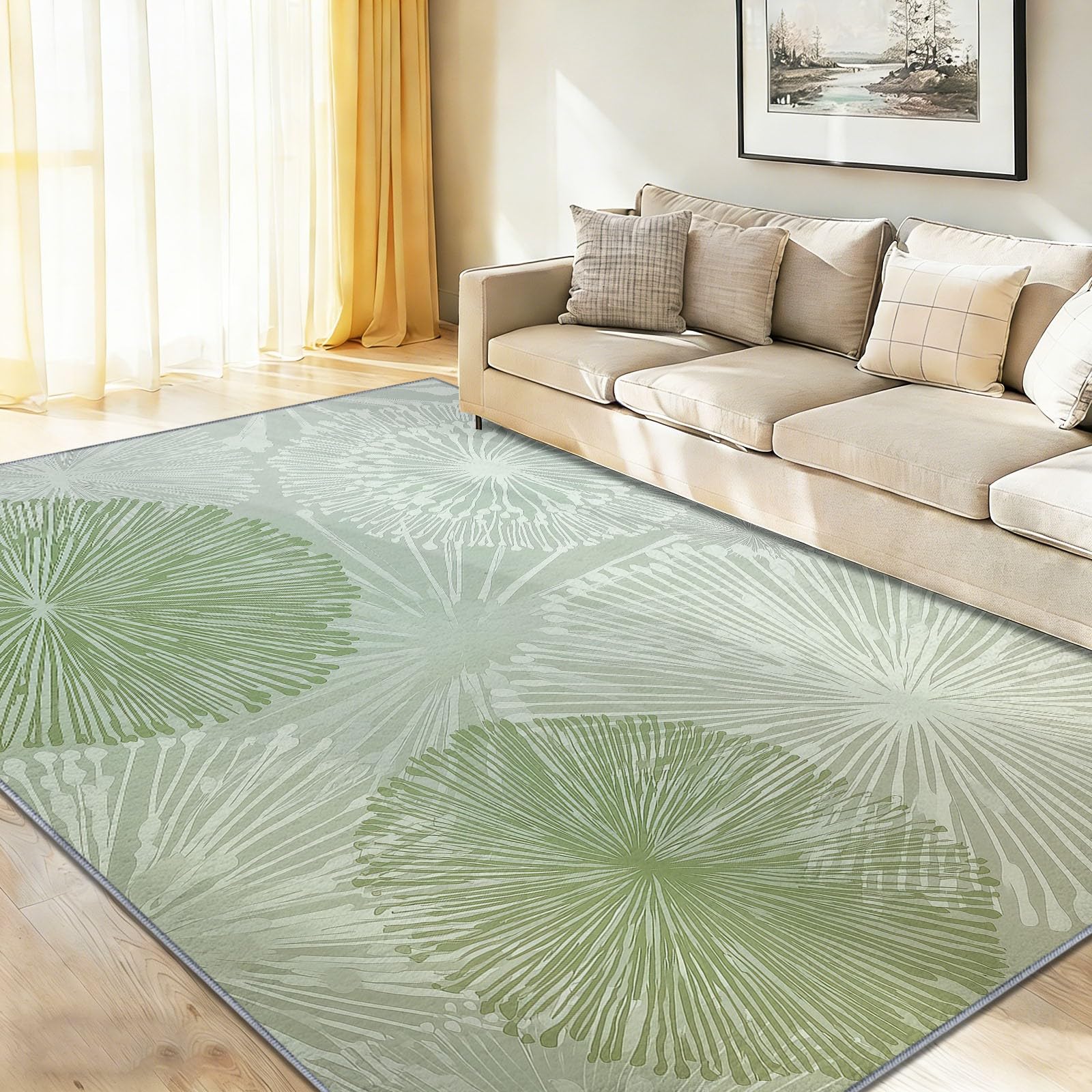 Tapis à poils courts vert 60x90 lavable pour moquette de décoration intérieure