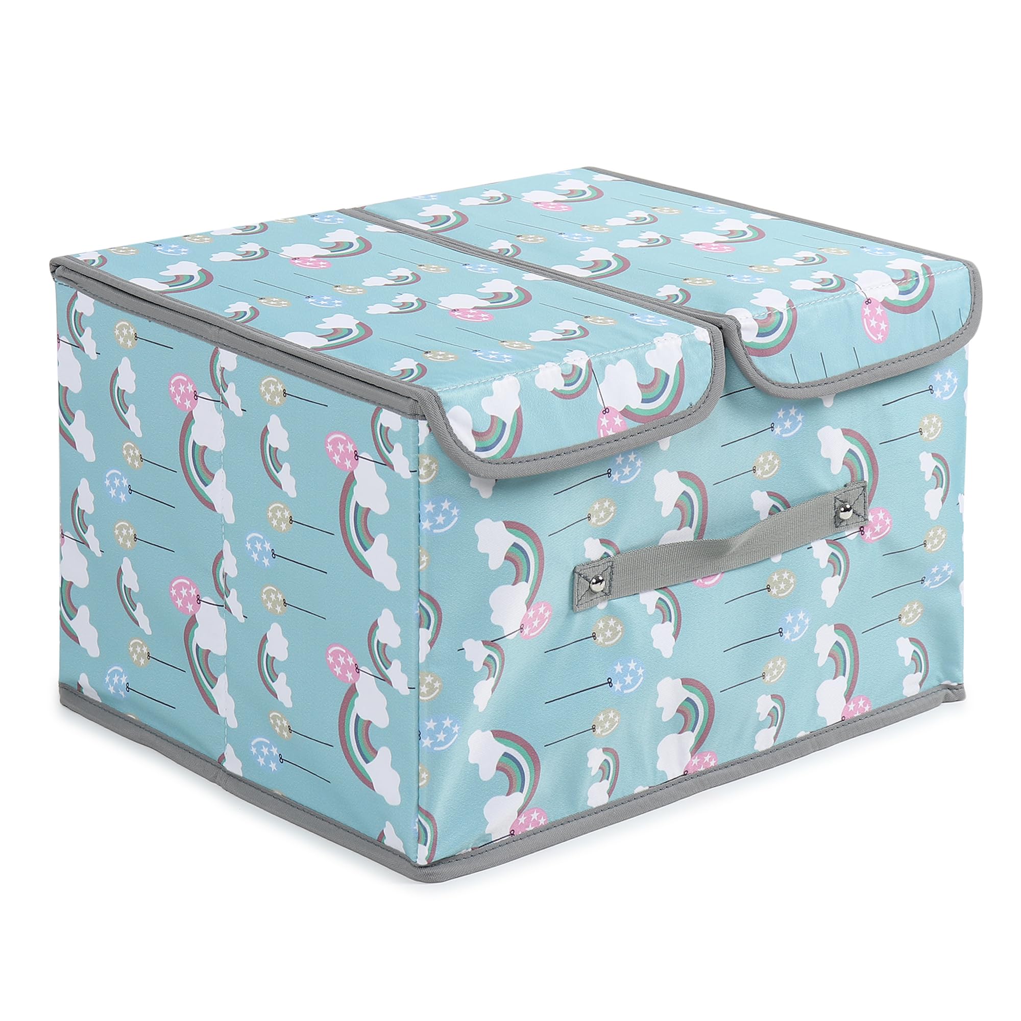 MOMMY BABY LUV Storage Bins with Lids Large Foldable Storage Boxes Bins Double Lids Stackable Storage Box Basket Closet Organizer with Handle Divider for Shelf Office. (Pack of 1, Rainbow Blue) (B0D6367R5W) Amazon Price History, Amazon Price Tracker