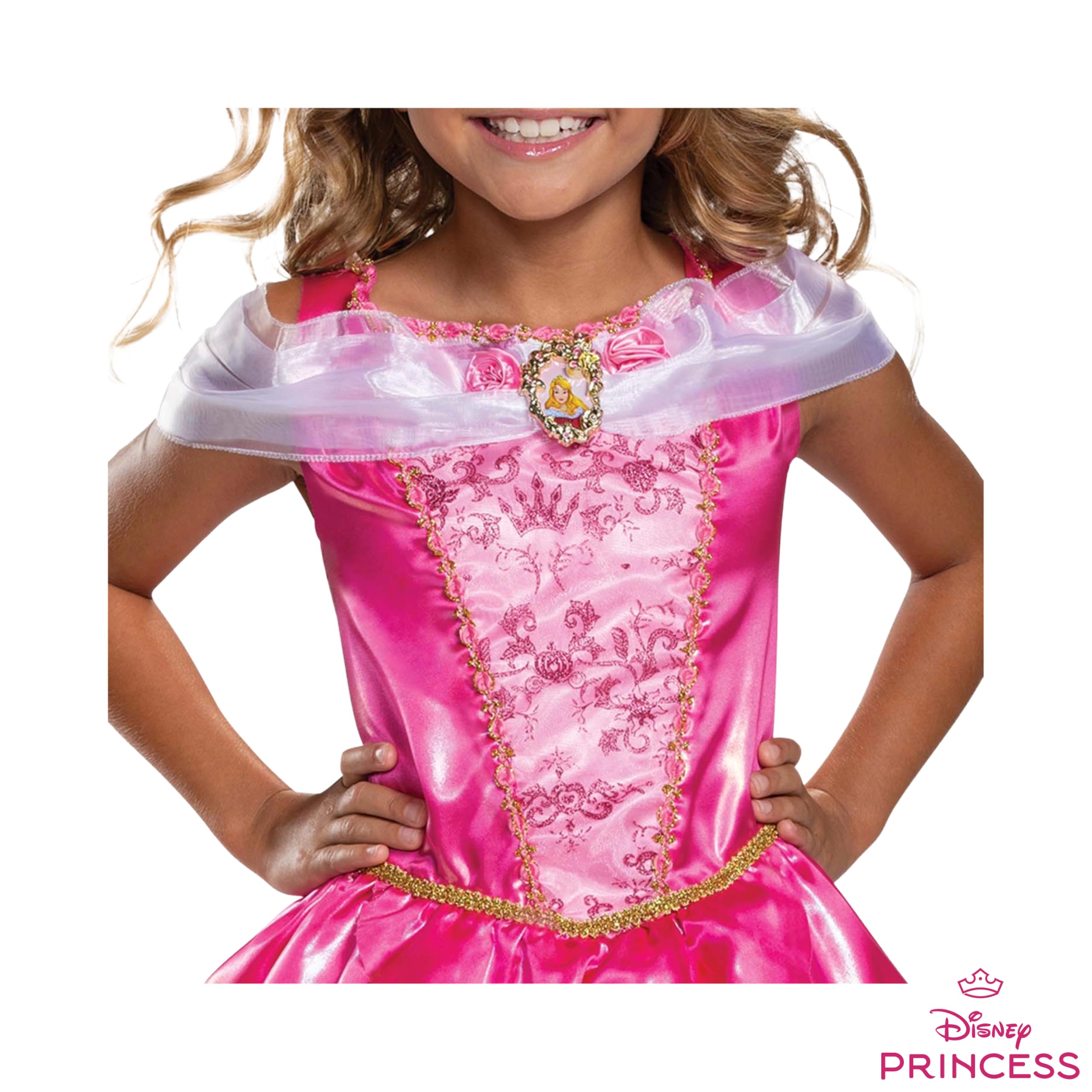Disguise Disney Offizielles Deluxe Prinzessin Aurora Kostüm Kinder, Dornröschen Kostüm für Mädchen, Größe S