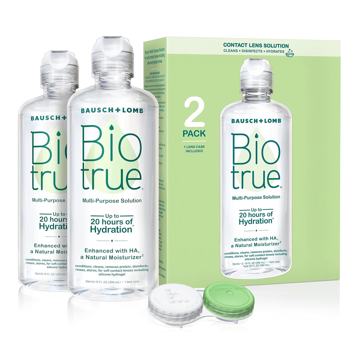 Biotrue Contact Solution Multi-Purpose Solution with Lens Case Cleans Conditions Hydrates Disinfects Removes Protein Dirt Debris Contact Lens
