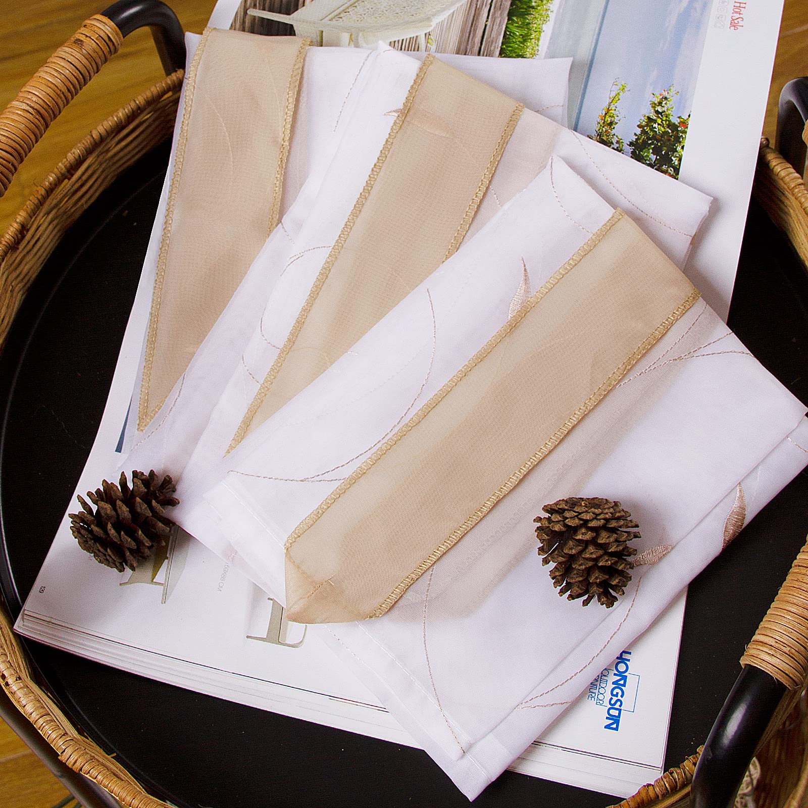 SIMPVALE Tende a Pacchetto Finestre, Beige 60x140 cm Tenda per Interni di Alta Qualità, Tende Romana di Stile Classico e Tenda Trasparenti in Voile per un'atmosfera Unica