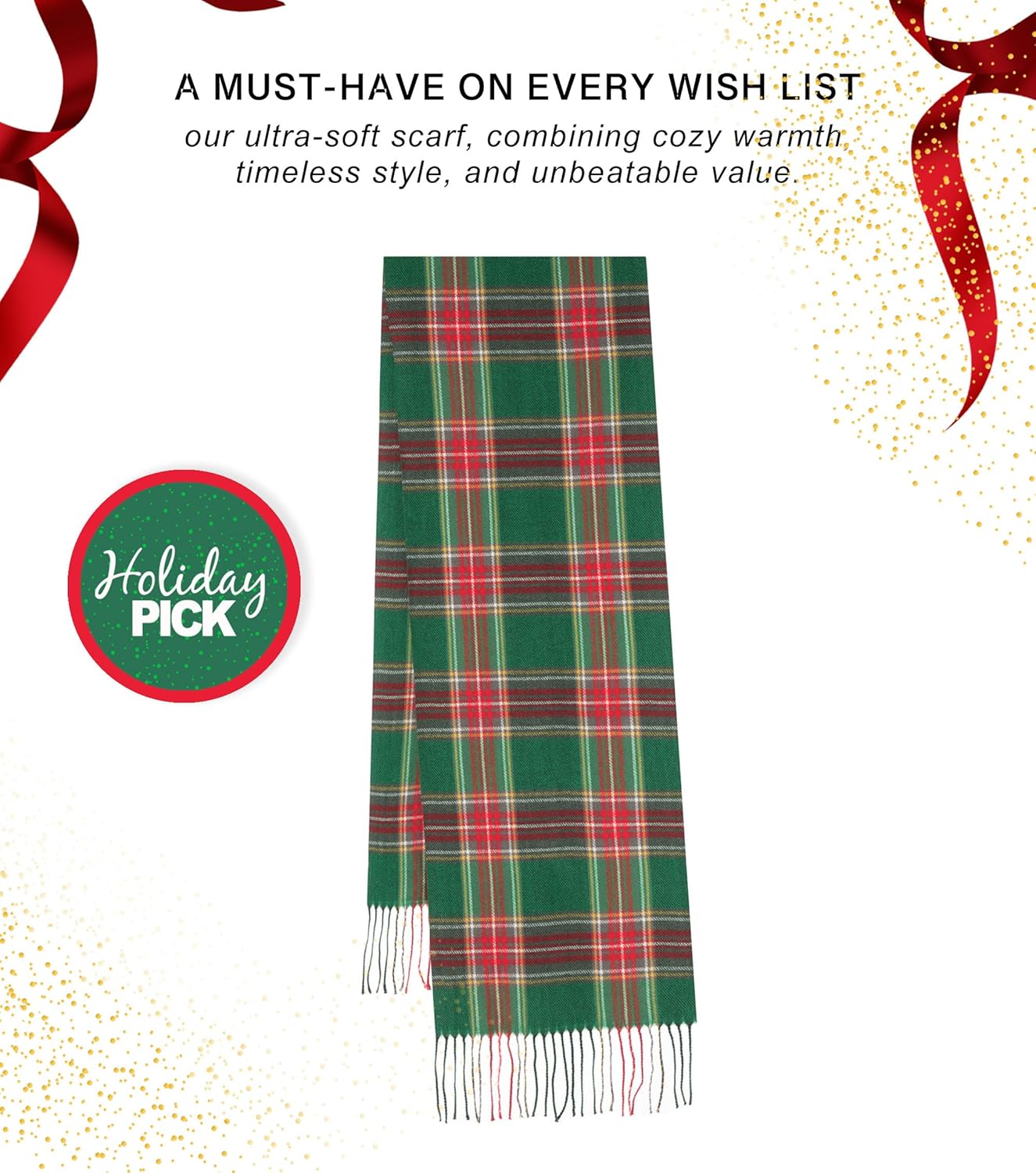 CALVIN & OLIVIA Ultra-Soft Cashmere Feel Scarf Winter Holiday Gift for Men & Women - Image 2