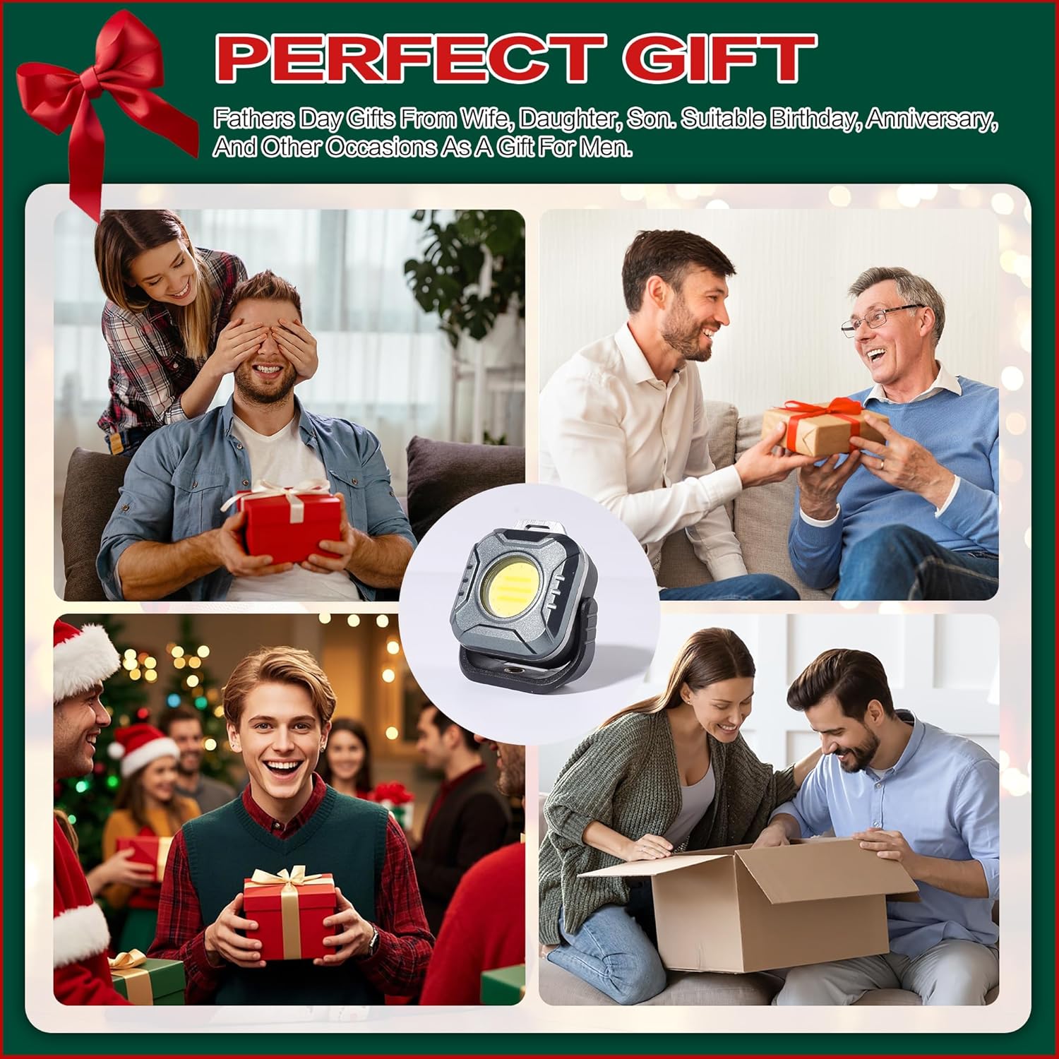 KunHe 4 Pack Christmas Stocking Stuffers Gifts for Men Adults Him Dad Mini 500 Lumens 1200 MAh Magnetic Led Work Light Rechargeable for Car Repairing Emergency Light - Image 7