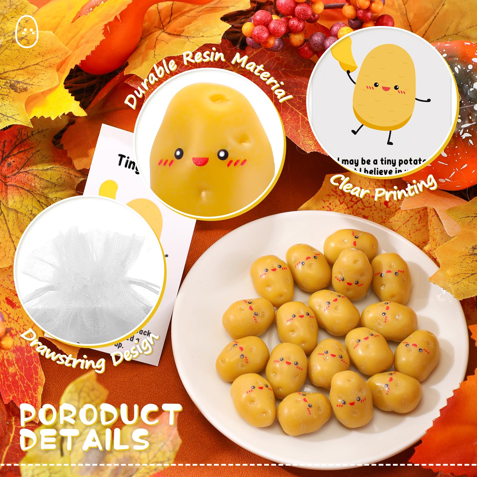 Huwena Mini regalo di apprezzamento per i dipendenti con patate positive, in resina, simpatiche e realistiche, con sacchetti di organza, biglietti di ringraziamento per fai da te, decorazione per Huwena Mini regalo di apprezzamento per i dipendenti con patate positive, in resina, simpatiche e realistiche, con sacchetti di organza, biglietti di ringraziamento per fai da te, decorazione per