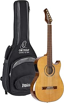 Ortega Ben Woods Signature Series - Solid Top Thinline Acoustic/Electric Nylon Classical Guitar w/Bag FLAMETAL-TWO