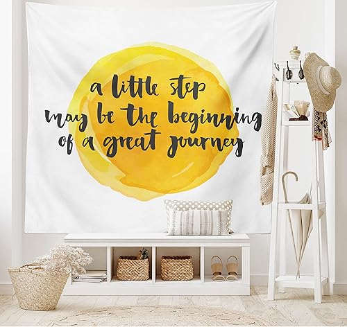 Miniatura 2 de Ambesonne Tapiz con texto positivo en acuarela monocromática con pinceles, tela para colgar en la pared, decoración para dormitorio, sala de estar,