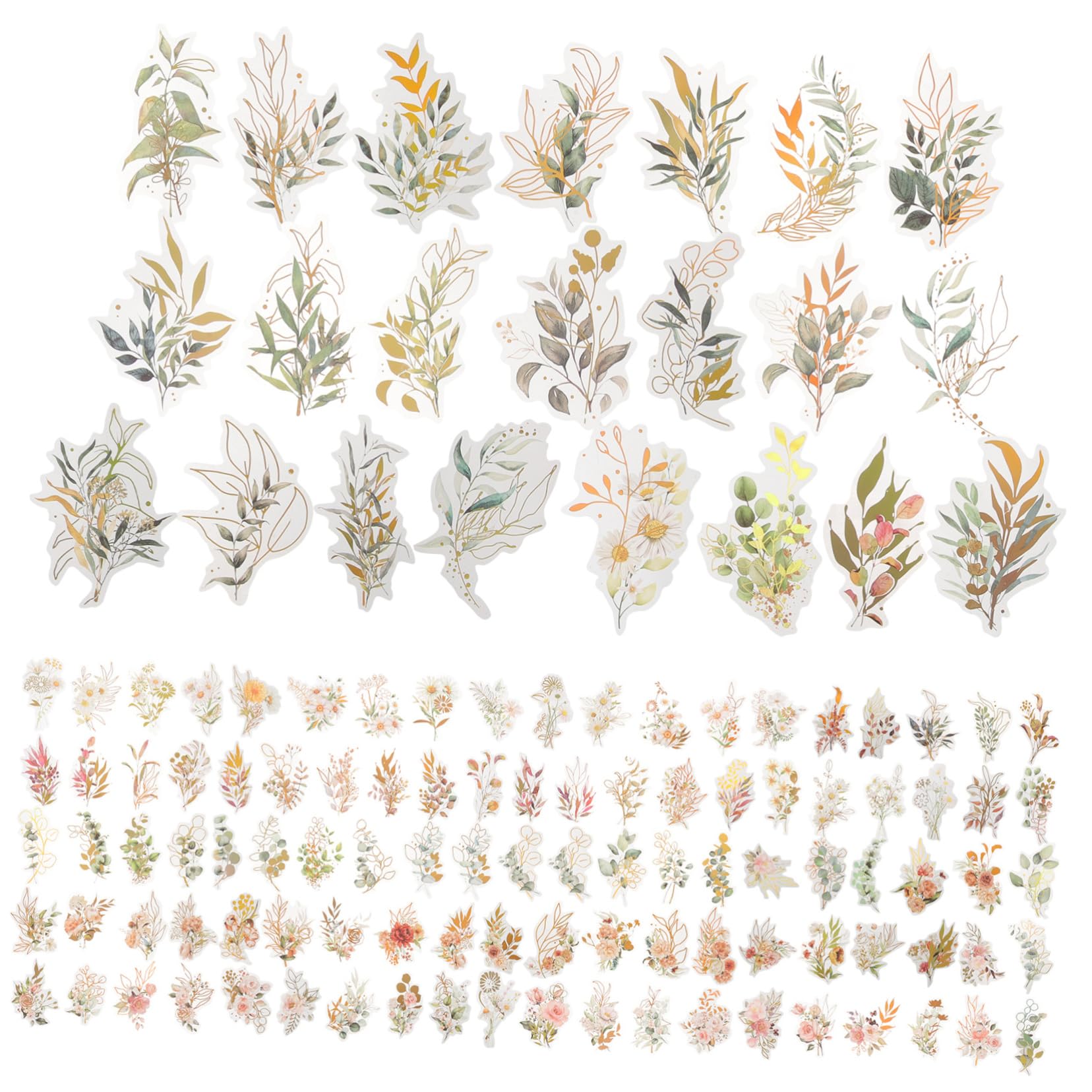 HOMSFOU 4 Set Adesivi Decorativi Per Scrapbooking Con Piante Olografici Adesivi Autoadesivi Per Journaling Fai Da Te Album Fotografici E Decorazioni Stili Misti E Unici 240 Pezzi * 4